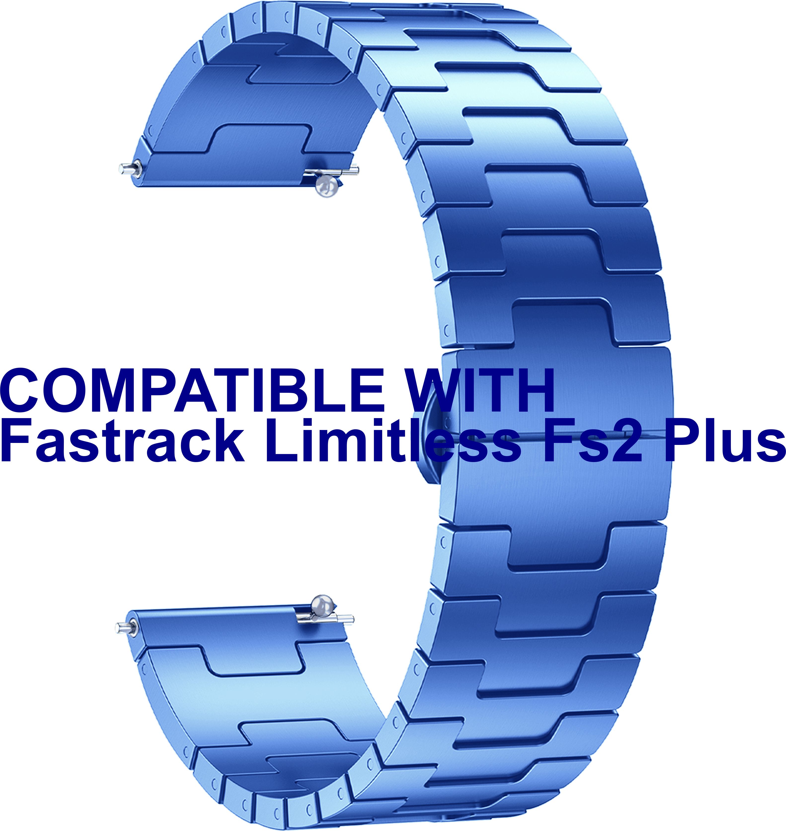 ACM Watch Strap Metal Steel for Fastrack Limitless Fs2 Plus Smartwatch Blue Smart Watch Strap-image-15