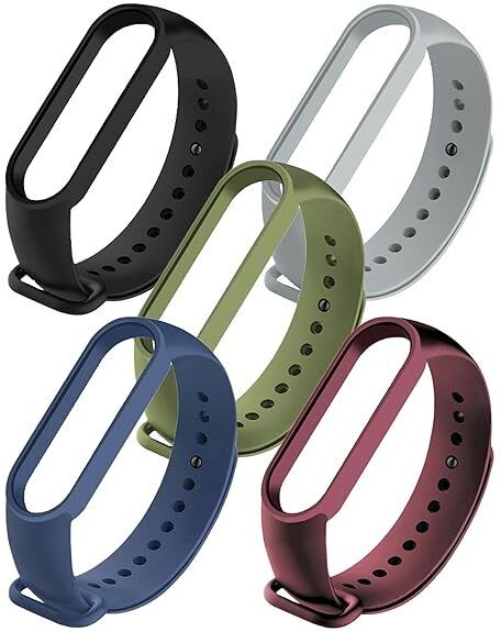 Asotai Mi band 5 Straps Mi Band 6 Amazfit Band 5 Strap for Xiaomi Mi Band 5/6 Replacement Smartwatch Wristband Sports Fitness Band Straps Strechable Silicone Straps combo of 5 Smart Band Strap-image-19