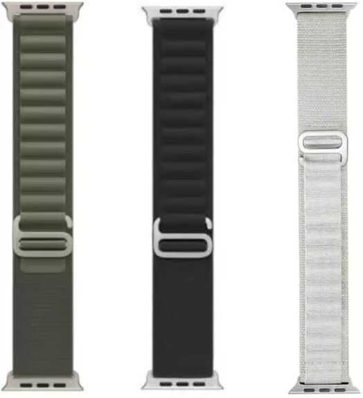 Geo SPORTS Alpine Loop Nylon Bands/Straps Compatible with Watch 49mm 45mm 44mm 42mm Men & Women, Adjustable Strap with Metal G-Hook Premium black, green and white Strap for iWatch Ultra Series SE 8 7 6 5 4 3 2 1 (Only Alpine Loop Strap for Apple iWatch, Watch NOT Included) Smart Watch Strap-image-41