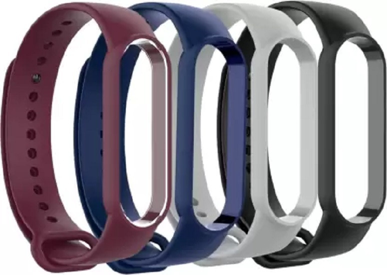 PORTLIX COMBO 4 PCS SOFT SILICON BANDS STRAPS FOR XIAOMI MI BAND 5 AND XIAOMI MI BAND 6 Smart Band Strap image 1