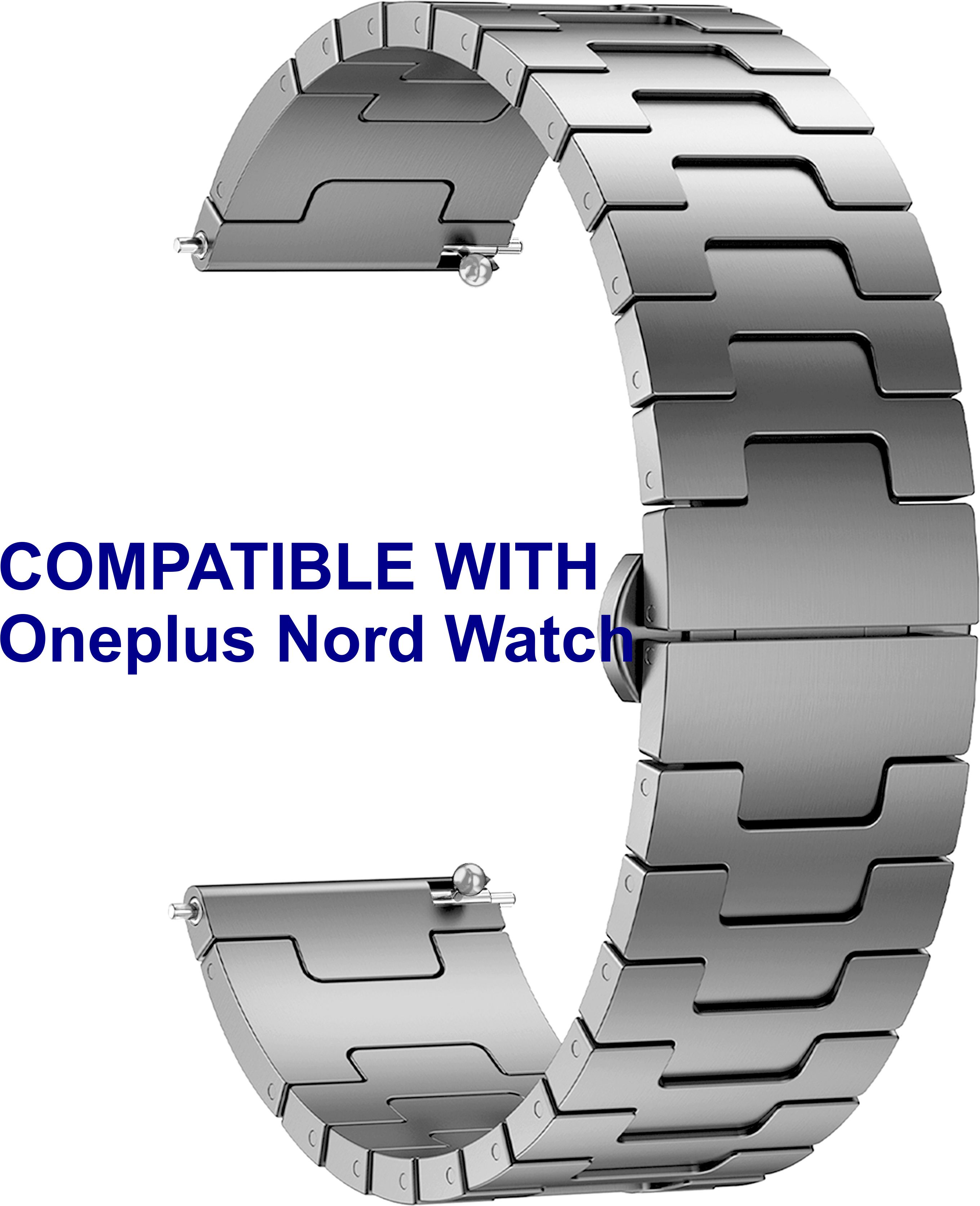 ACM WSM37Y20GY2867 Watch Strap Metal Steel 20mm for Oneplus Nord Watch Smartwatch Grey Smart Watch Strap-image-27