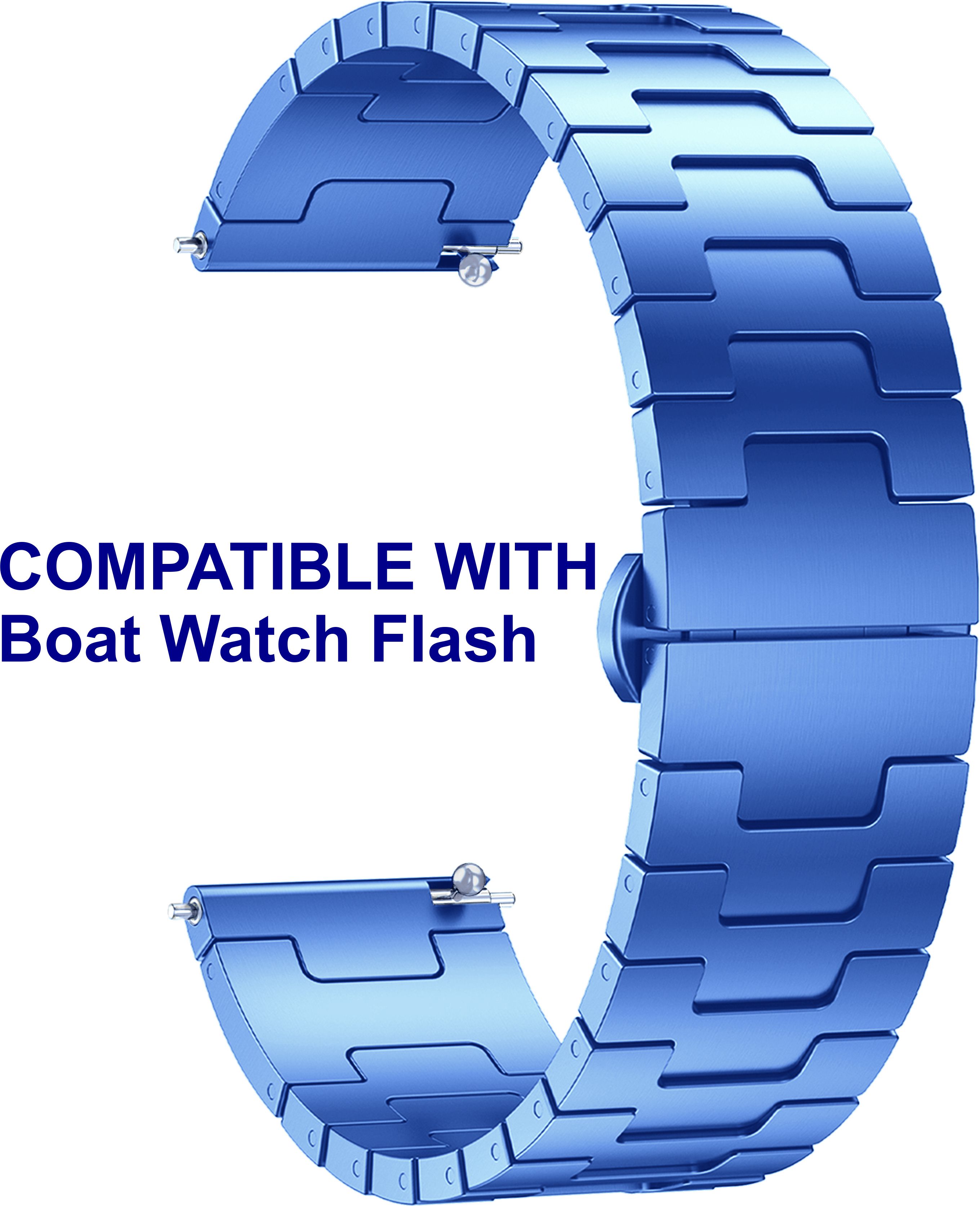 ACM WSM37Y22BL1411 Watch Strap Metal Steel 22mm for Boat Watch Flash Smartwatch Blue Smart Watch Strap-image-5