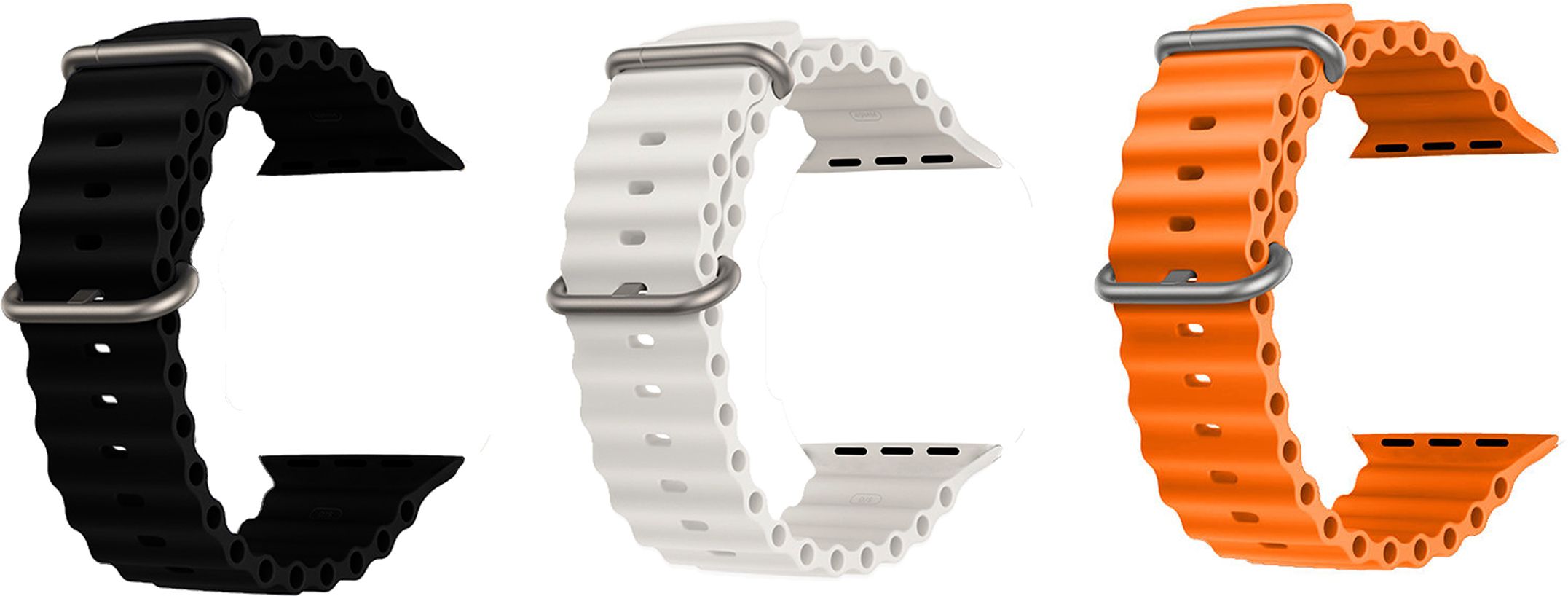 Priavy Ocean Smart Watch Strap Belt for Ultra Watch 49 mm, Series 8 / 7 45 mm, Series 6 / 5 / 4 44 mm, Series 3 42 mm, T800 Ultra, Watch 8 Ultra, i8 Pro Max, W26, T800. Smart Watch Strap(Black, White, Orange) Smart Watch Strap-image-29