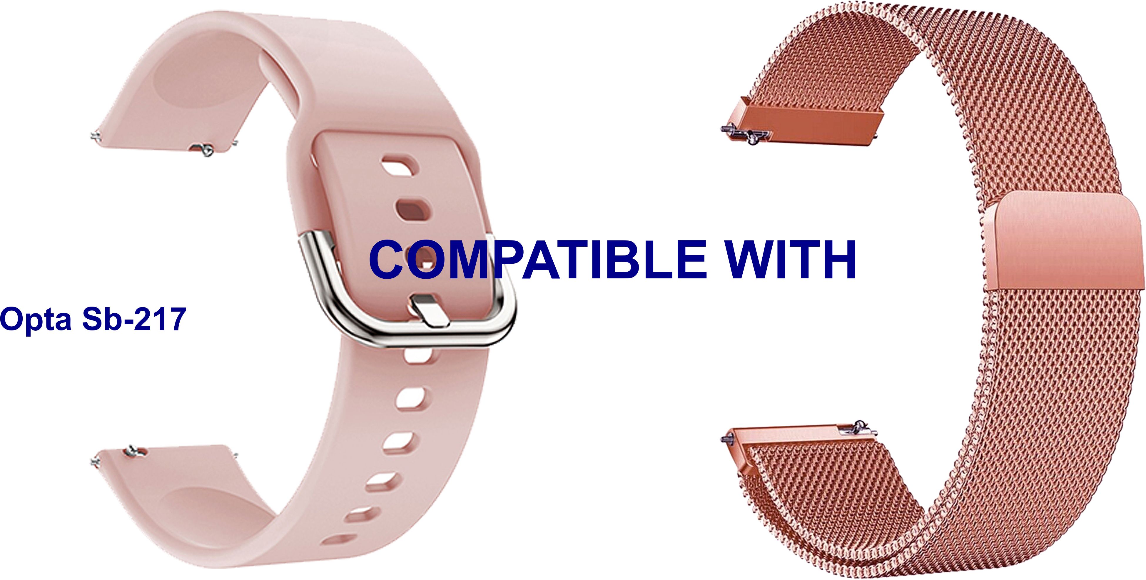 ACM WSM84A20CPKRSG1169 Pack of 2 Watch Strap Silicone & Metal 20mm for Opta Sb-217 Smartwatch (Creame/Rose Gold) Smart Watch Strap-image-43