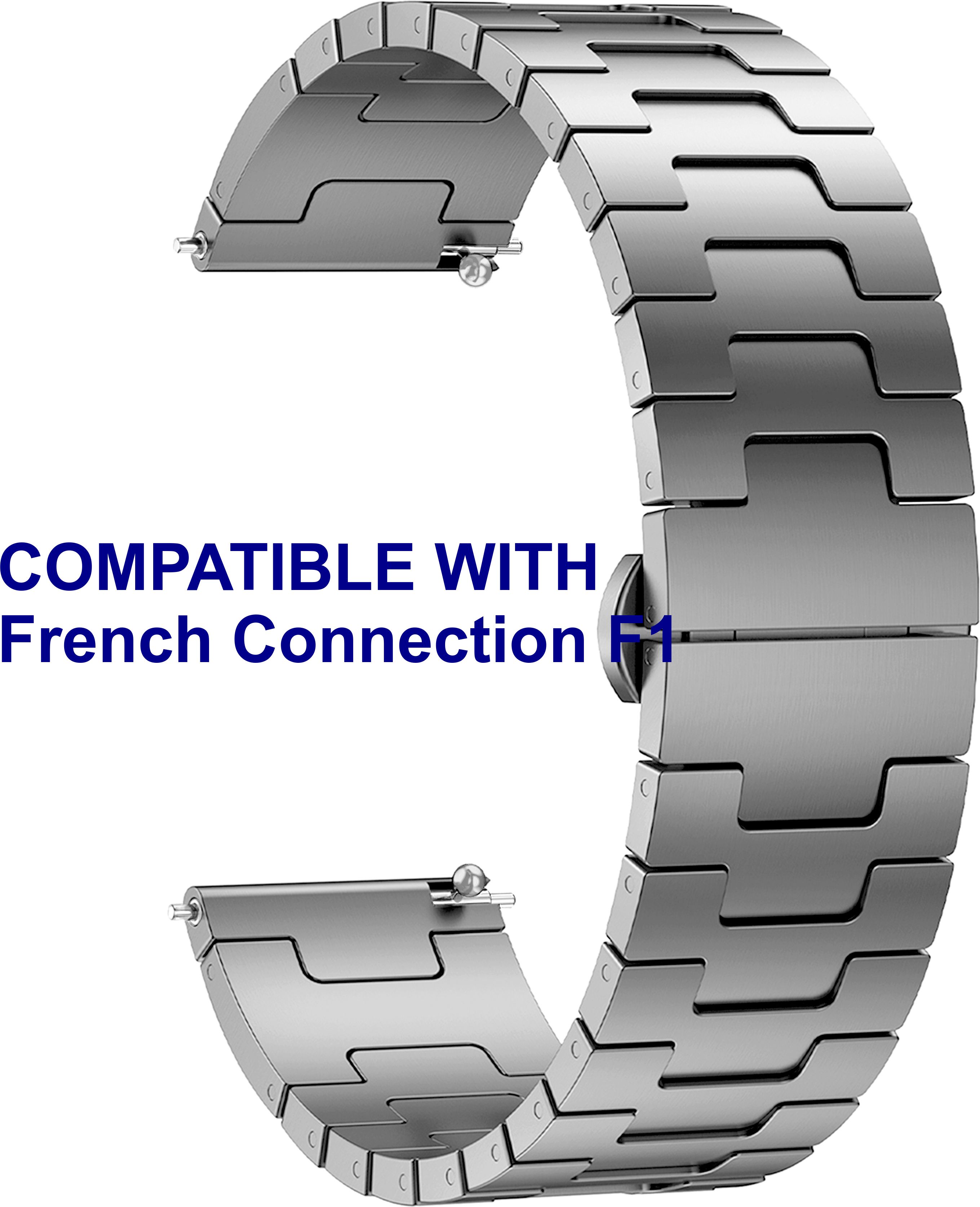 ACM WSM37Y20GY1069 Watch Strap Metal Steel 20mm for French Connection F1 Smartwatch Grey Smart Watch Strap-picture-15