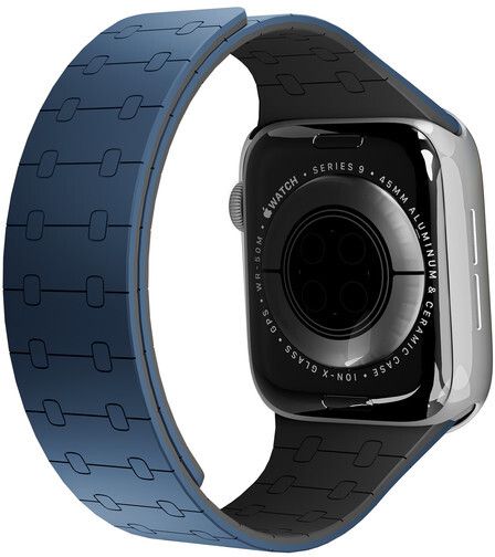 DailyObjects Blue Lightweight Velour Snap On Smartwatch Wrist Band/Straps | Compatible With Apple Watchbands (42/44/45/49mm) | High Strength Silicone With Water Resistant Material | Magnetic Closure | Adjustable Strap For Apple Ultra iWatch Series SE 9 8 7 6 5 4 3 2 1 Smart Watch Strap-image-22