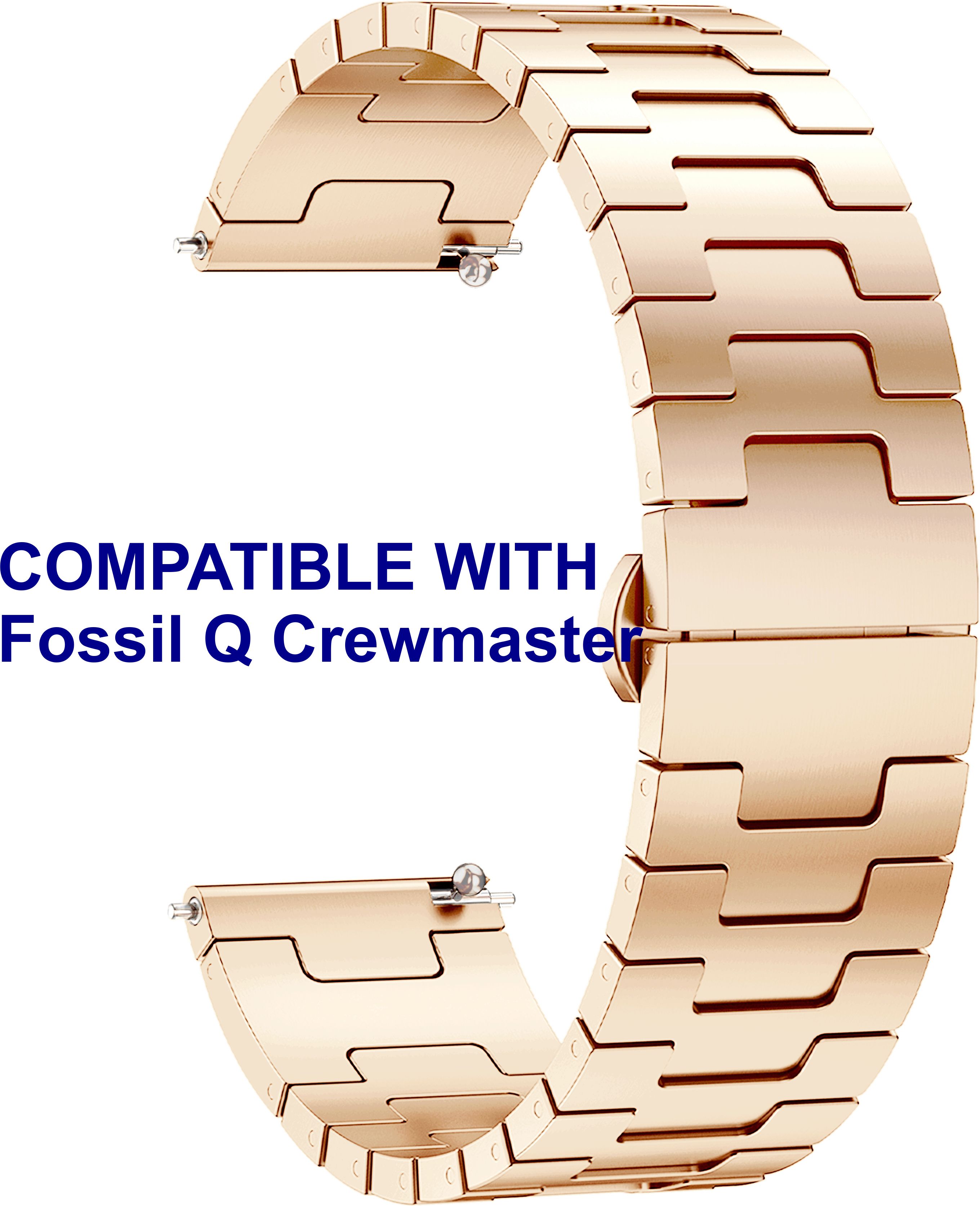 ACM WSM37Y22RSG1058 Watch Strap Metal Steel 22mm for Fossil Q Crewmaster Smartwatch Rose Gold Smart Watch Strap-picture-17