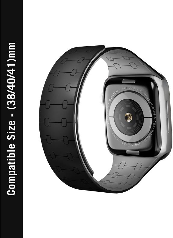 DailyObjects Black Lightweight Velour Snap On Smartwatch Wrist Band/Straps | Compatible With Apple Watchbands (38/40/41mm) | High Strength Silicone With Water Resistant Material | Magnetic Closure | Adjustable Strap For Apple Ultra iWatch Series SE 9 8 7 6 5 4 3 2 1 Smart Watch Strap-picture-24
