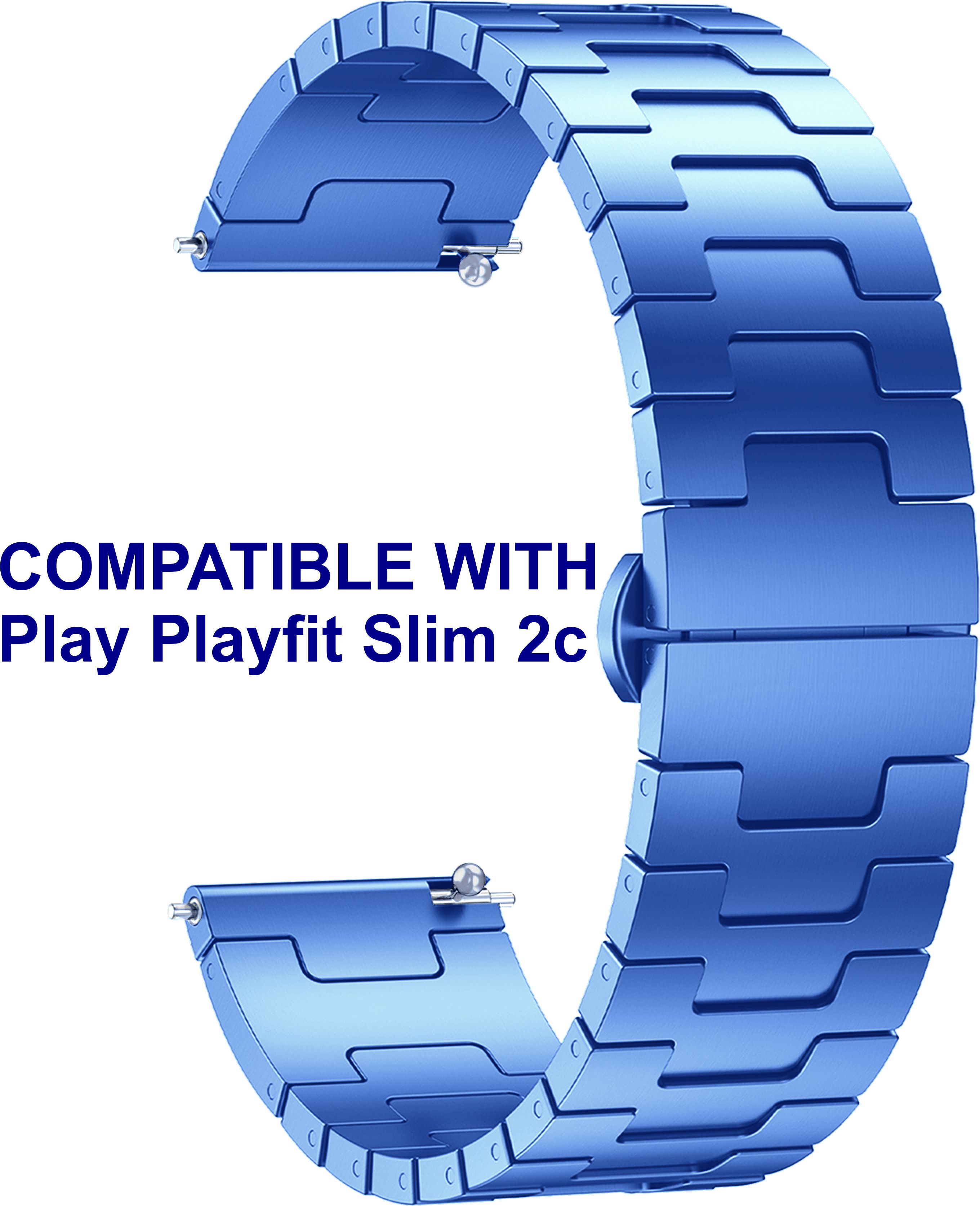 ACM WSM37Y22BL3052 Watch Strap Metal Steel 22mm for Play Playfit Slim 2c Smartwatch Belt Blue Smart Watch Strap-image-25