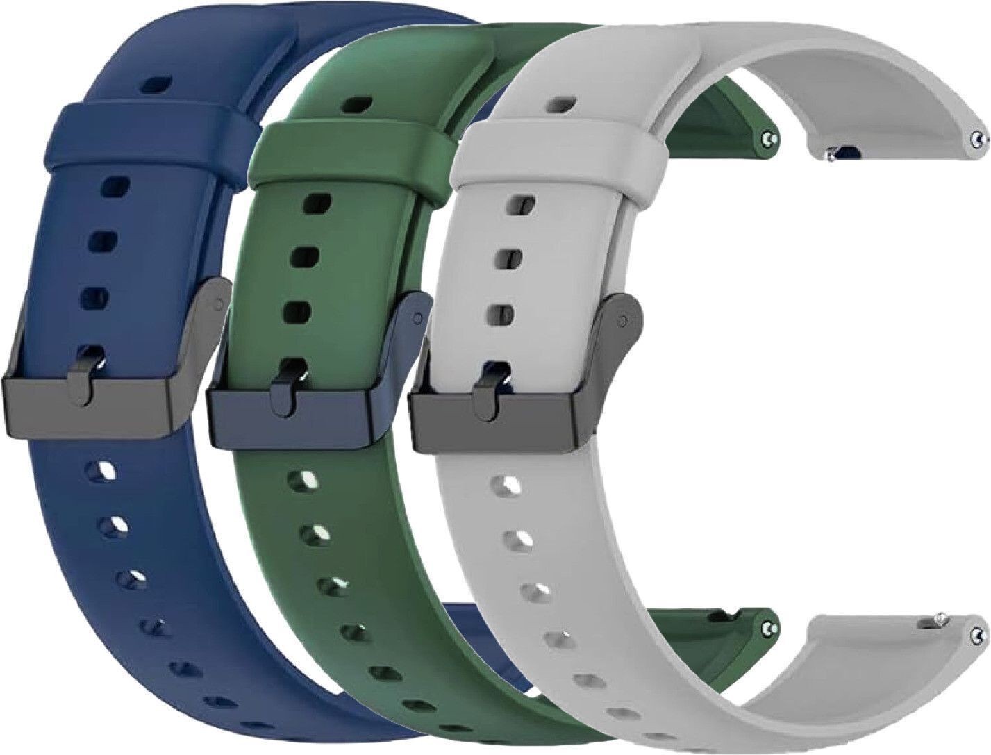 TRENDINGVIEW 22mm Smart Watch Strap (Combo Pack of 3) Silicone Belt with Quick Release Pins | Adjustable Length Smart Watch Strap-image-23