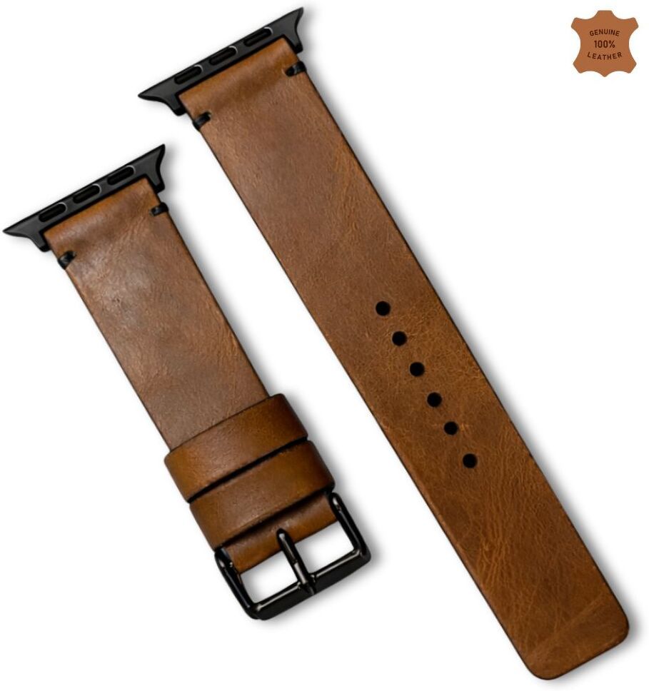 ZINOSKINS 22 mm Leather Strap for Apple Watch Real Leather Tan Simple Style Band Black Buckle and Black Lugs Size 49mm 46mm 45mm 44mm 42mm Series 11 10 9 8 7 6 5 4 3 2 1 Ultra 1 2 3 Smart Watch Strap-image-43