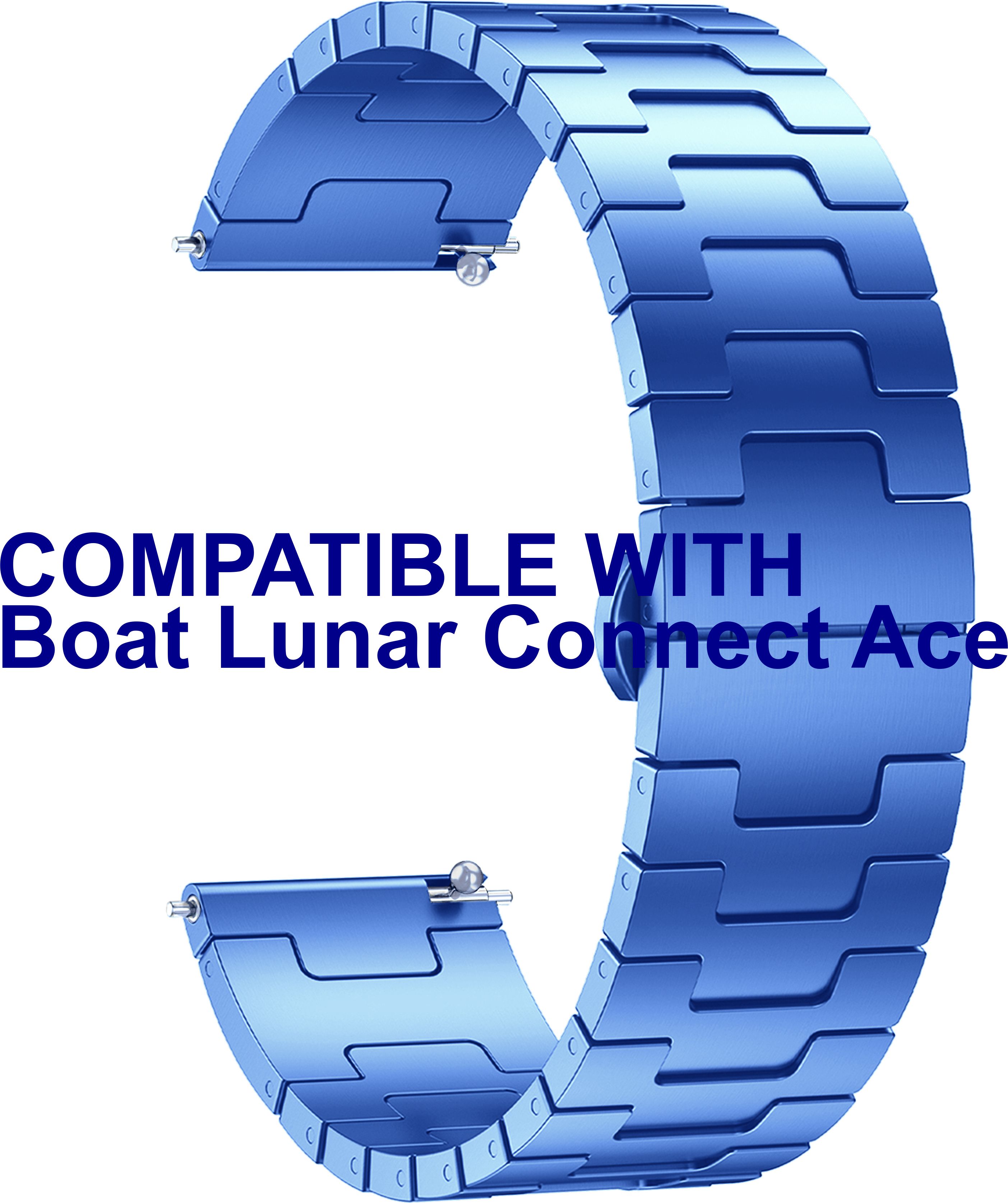 ACM Watch Strap Metal Steel 22mm for Boat Lunar Connect Ace Smartwatch Blue M37 Smart Watch Strap-image-35