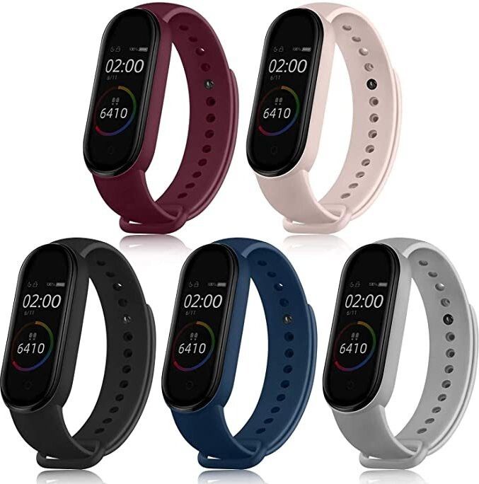 Asotai Adjustable Xiaomi Mi Band 5 & 6 Silicone Set of 5 Smart Band Strap