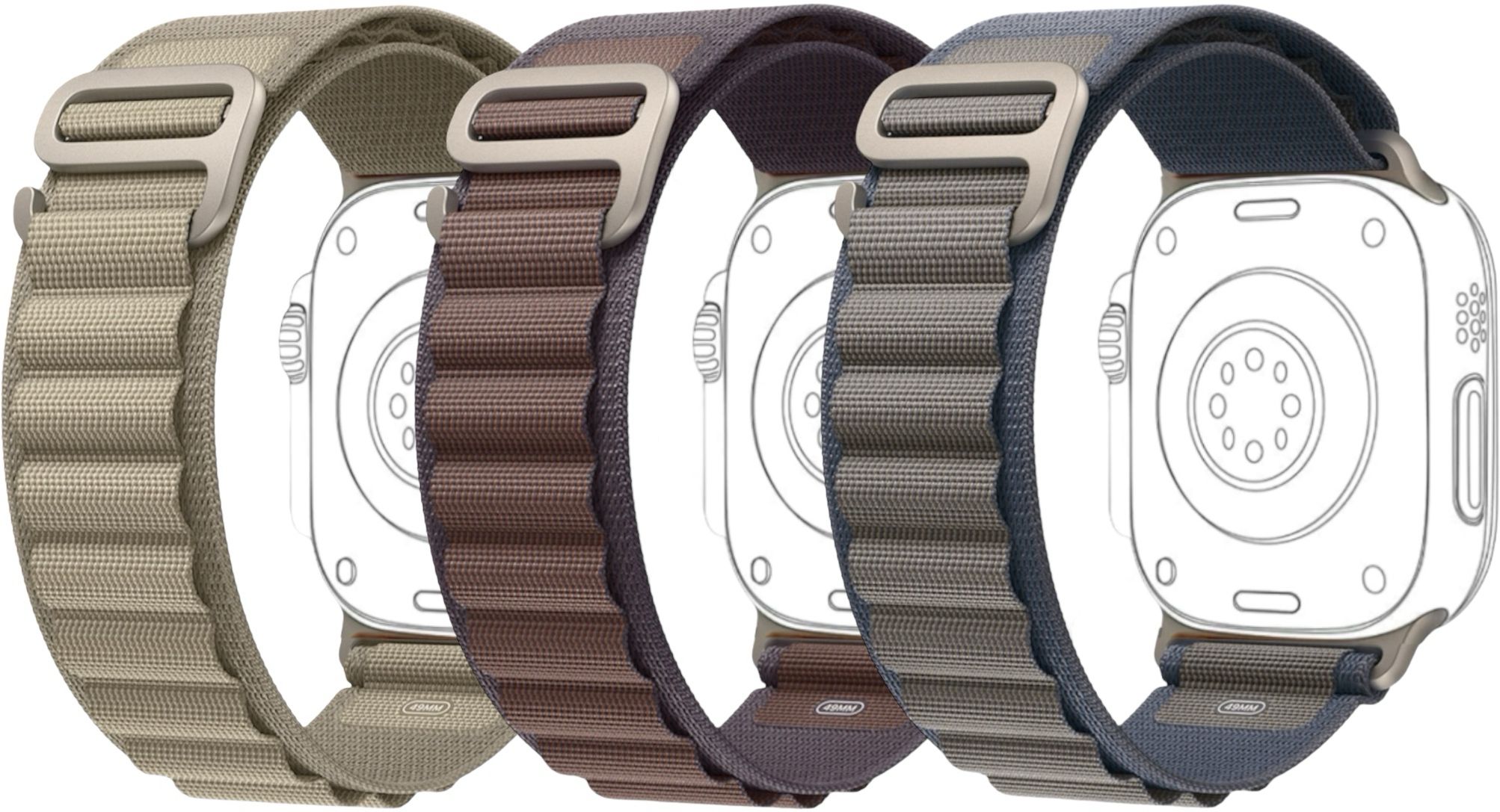 onefit Alpine Loop Strap Nylon Watch Band for Apple Watch 42mm/44mm/45mm/49mm (Only Alpine Loop, Watch NOT Included) Pack of 3 Smart Watch Strap