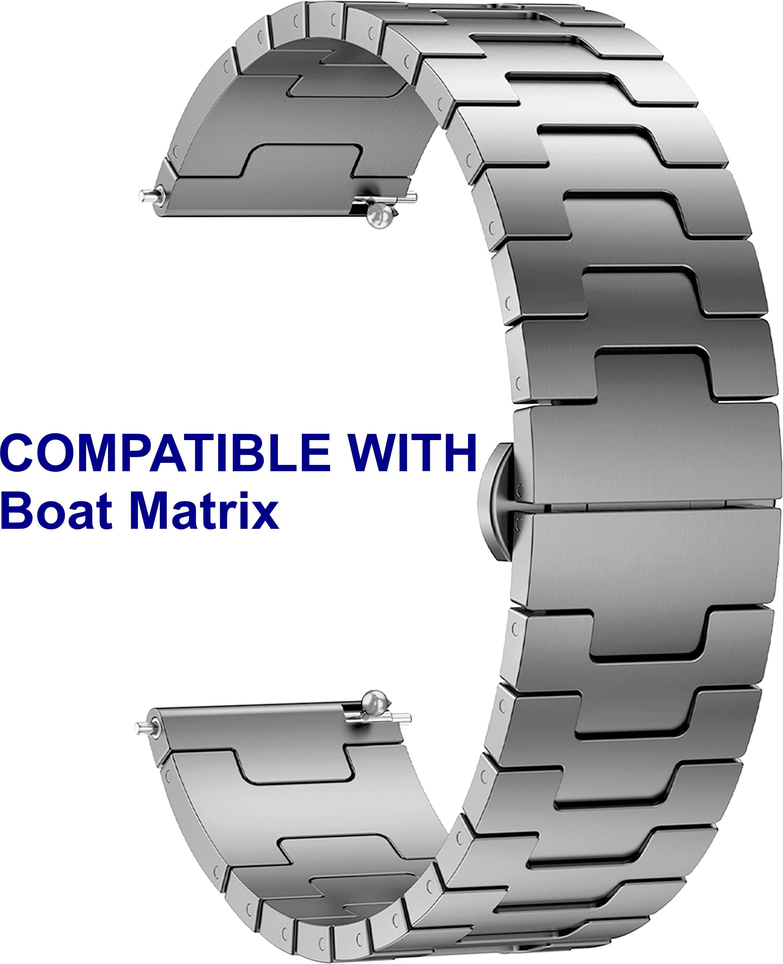 ACM WSM37Y20GY2471 Watch Strap Metal Steel 20mm for Boat Matrix Smartwatch Grey Smart Watch Strap-image-1