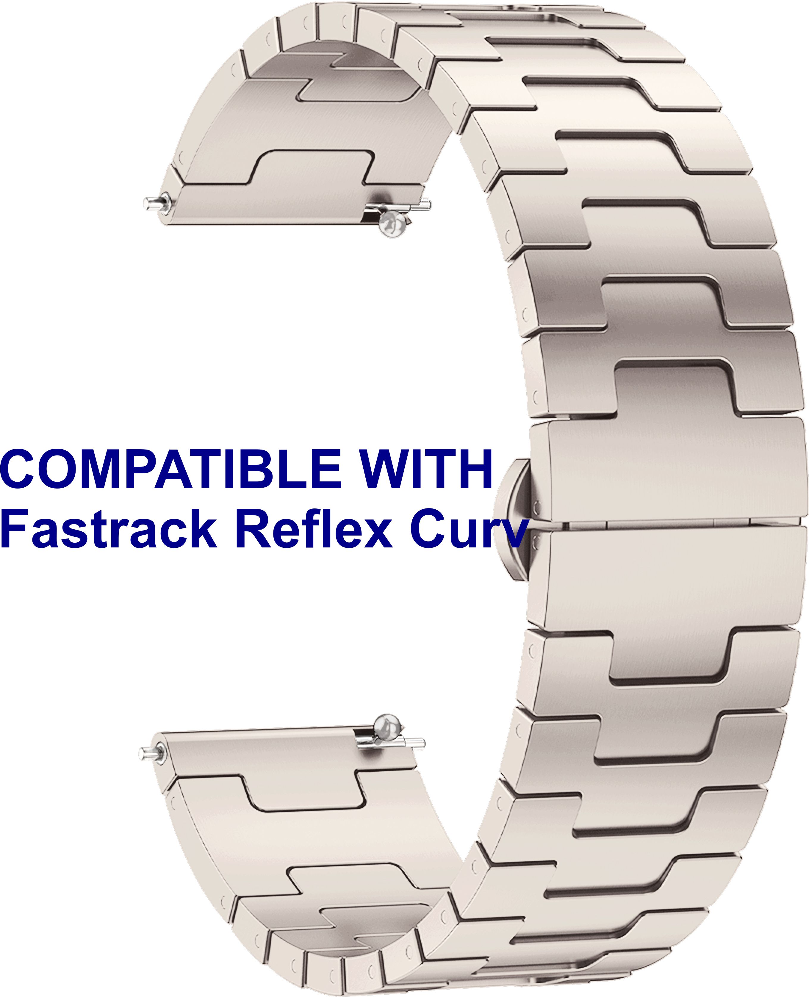 ACM WSM37Y20ST2653 Watch Strap Metal Steel 20mm for Fastrack Reflex Curv Smartwatch Starlight Smart Watch Strap-image-17