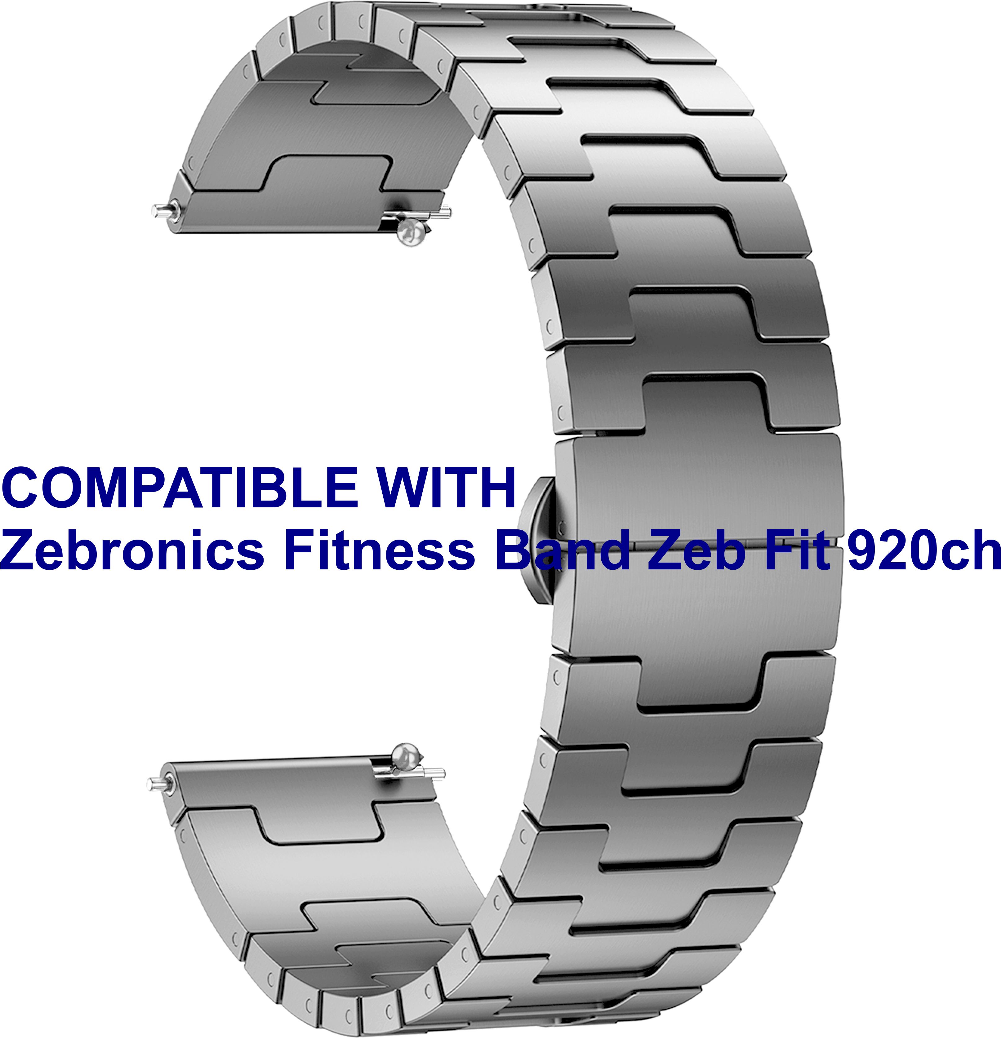 ACM WSM37Y20GY1402 Watch Strap Metal Steel 20mm for Zebronics Fitness Band Zeb Fit 920ch Smartwatch Grey Smart Watch Strap-image-36