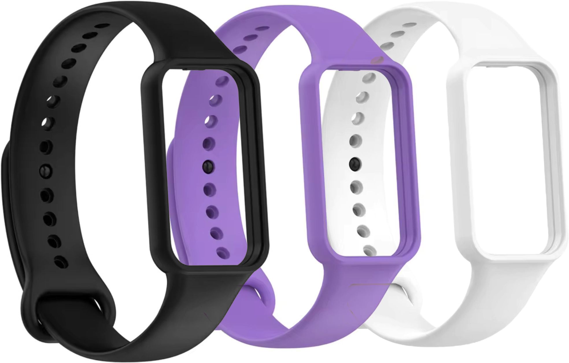 valente soft silicone watch bands Compatible with Amazfit Band 7 (Pack of 3) Smart Band Strap-image-1