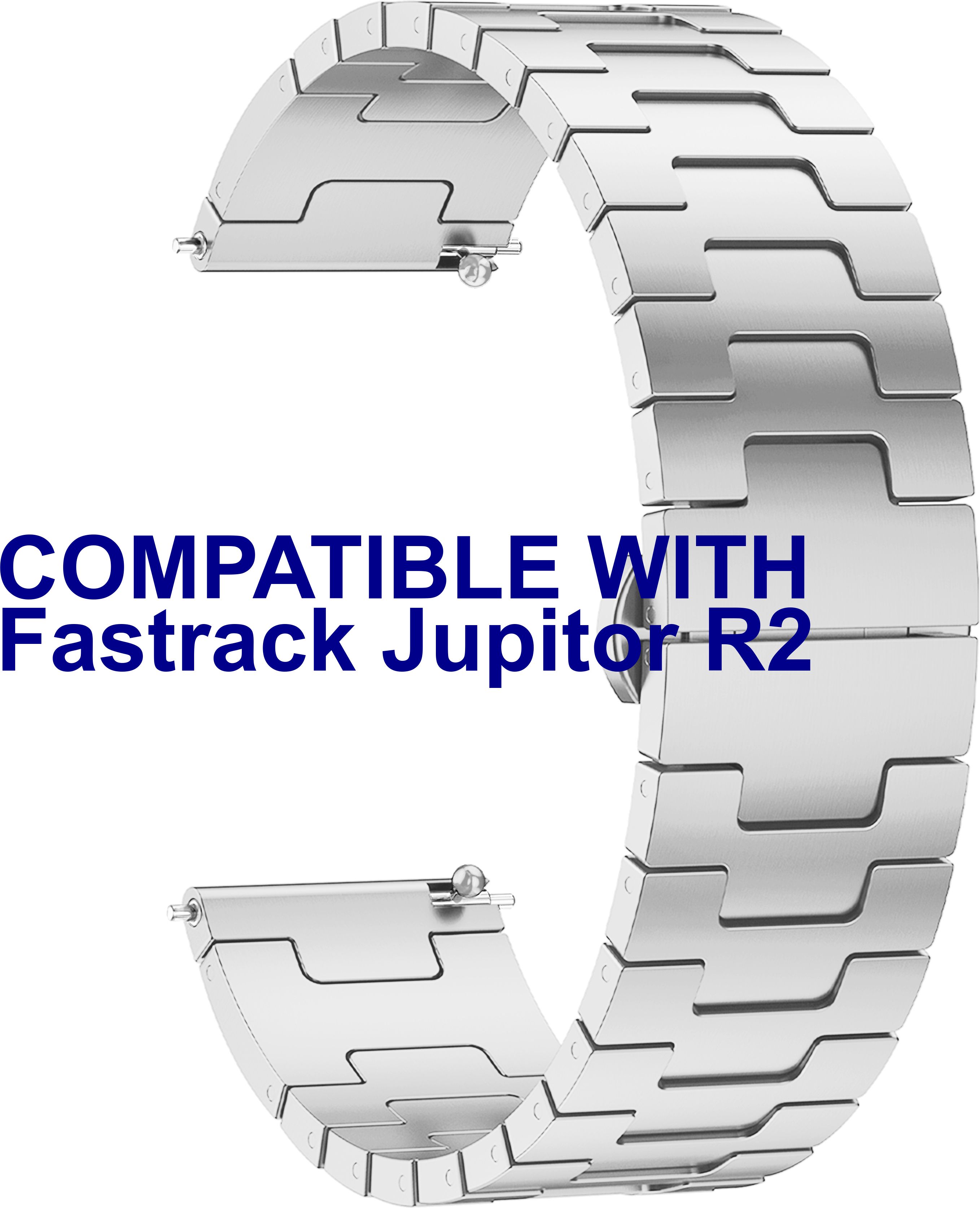 ACM Watch Strap Metal Steel for Fastrack Jupitor R2 Smartwatch Silver Smart Watch Strap-picture-14