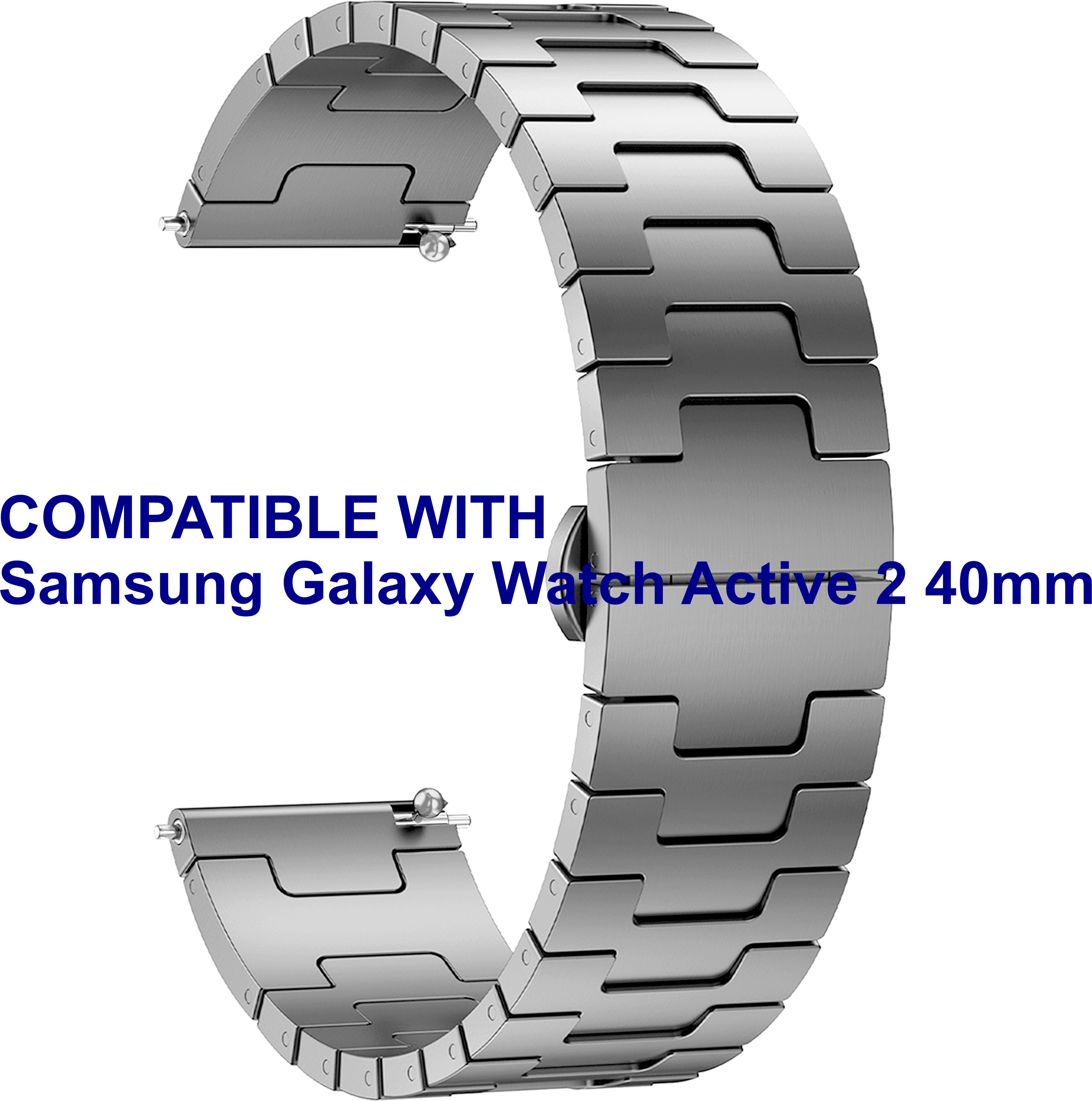 ACM WSM37Y20GY1193 Watch Strap Metal Steel 20mm for Samsung Galaxy Watch Active 2 40mm Smartwatch Grey Smart Watch Strap-picture-47