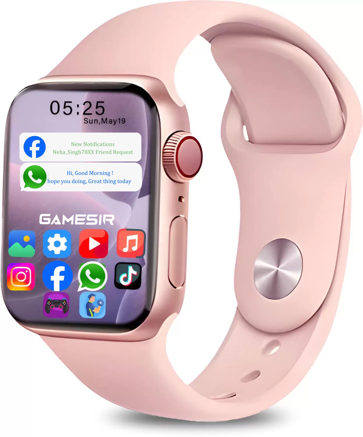 GameSir T55 Pink 1.39" AMOLED Display, Music, Fitness, Sports Smartwatch-picture-45