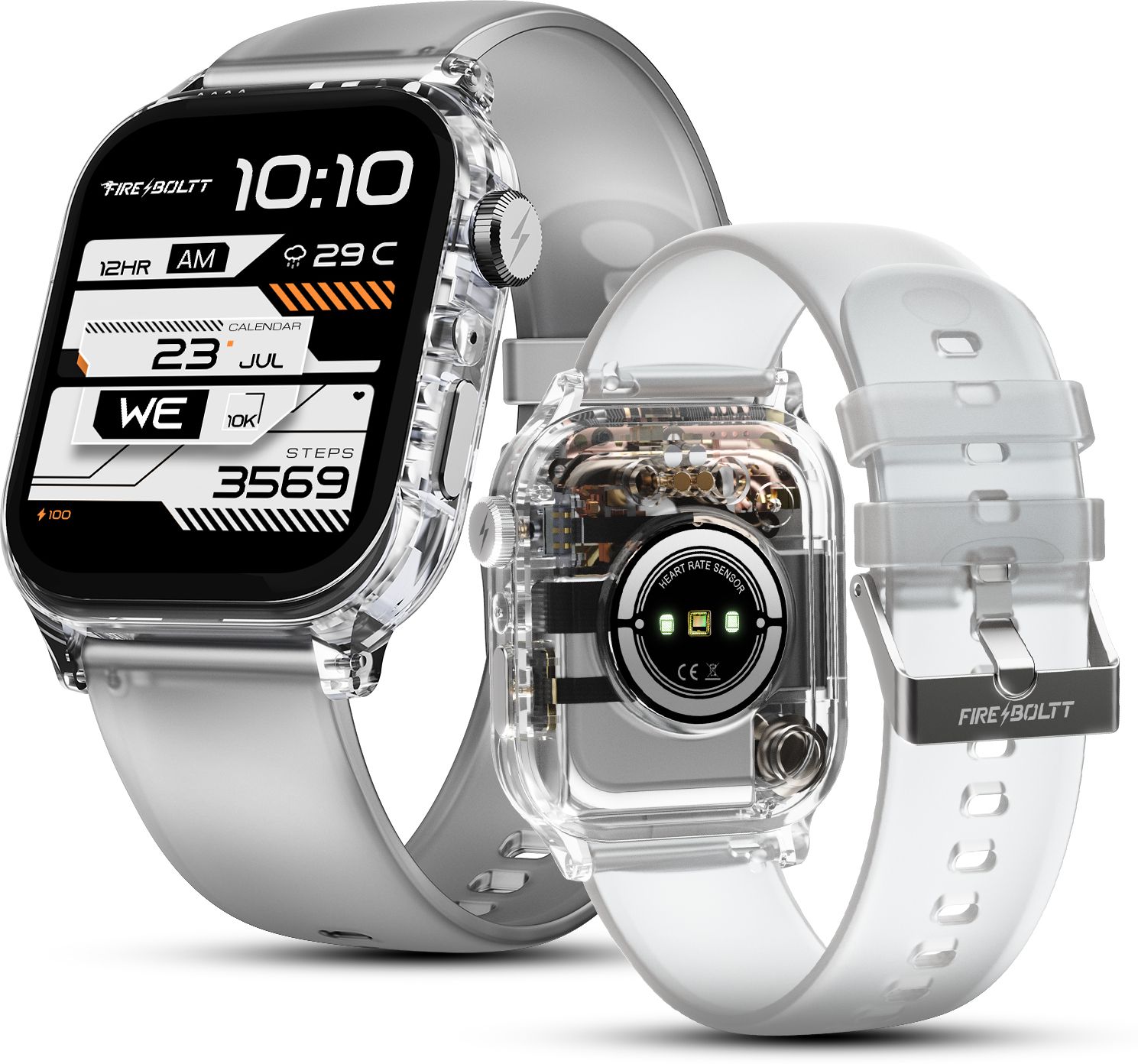 Fire-Boltt Rise Phantom 1.85 Display Transparent Clear Body Design Rotating Button BT Call Smartwatch-image-17