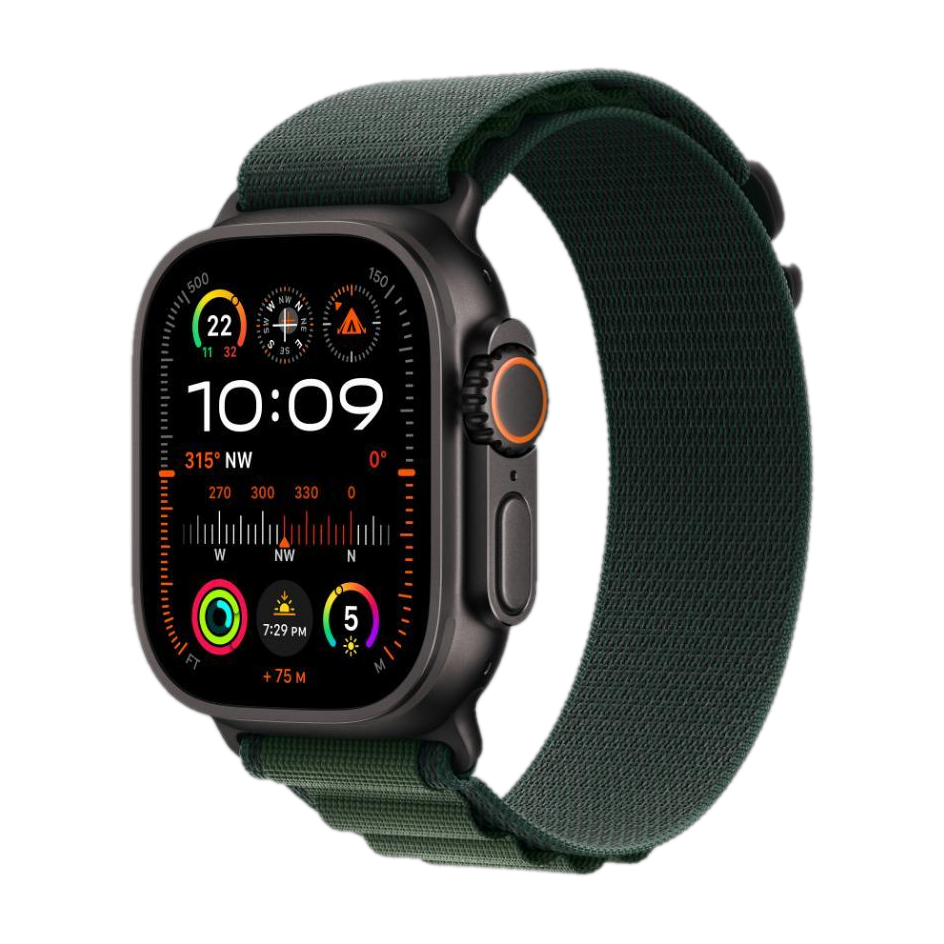Apple Watch Ultra 2 GPS + Cellular 49mm Black Titanium with Dark Green Alpine Loop - S-image-4