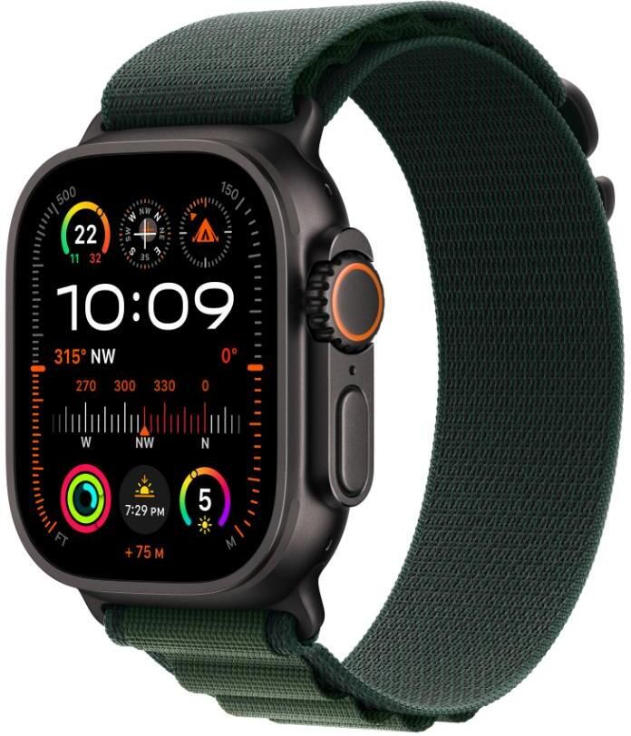 Apple Watch Ultra 2 GPS + Cellular 49mm Black Titanium with Green Alpine Loop-image-5