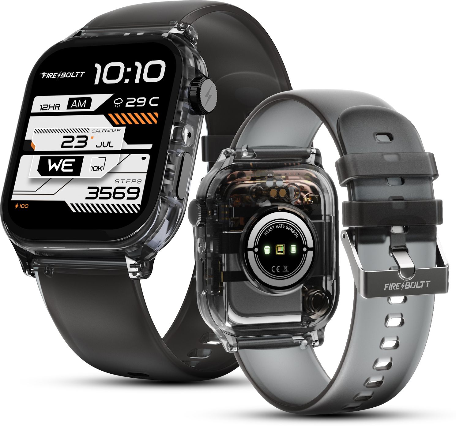 Fire-Boltt Rise Phantom 1.85 Display Transparent Clear Body Design Rotating Button BT Call Smartwatch-image-32