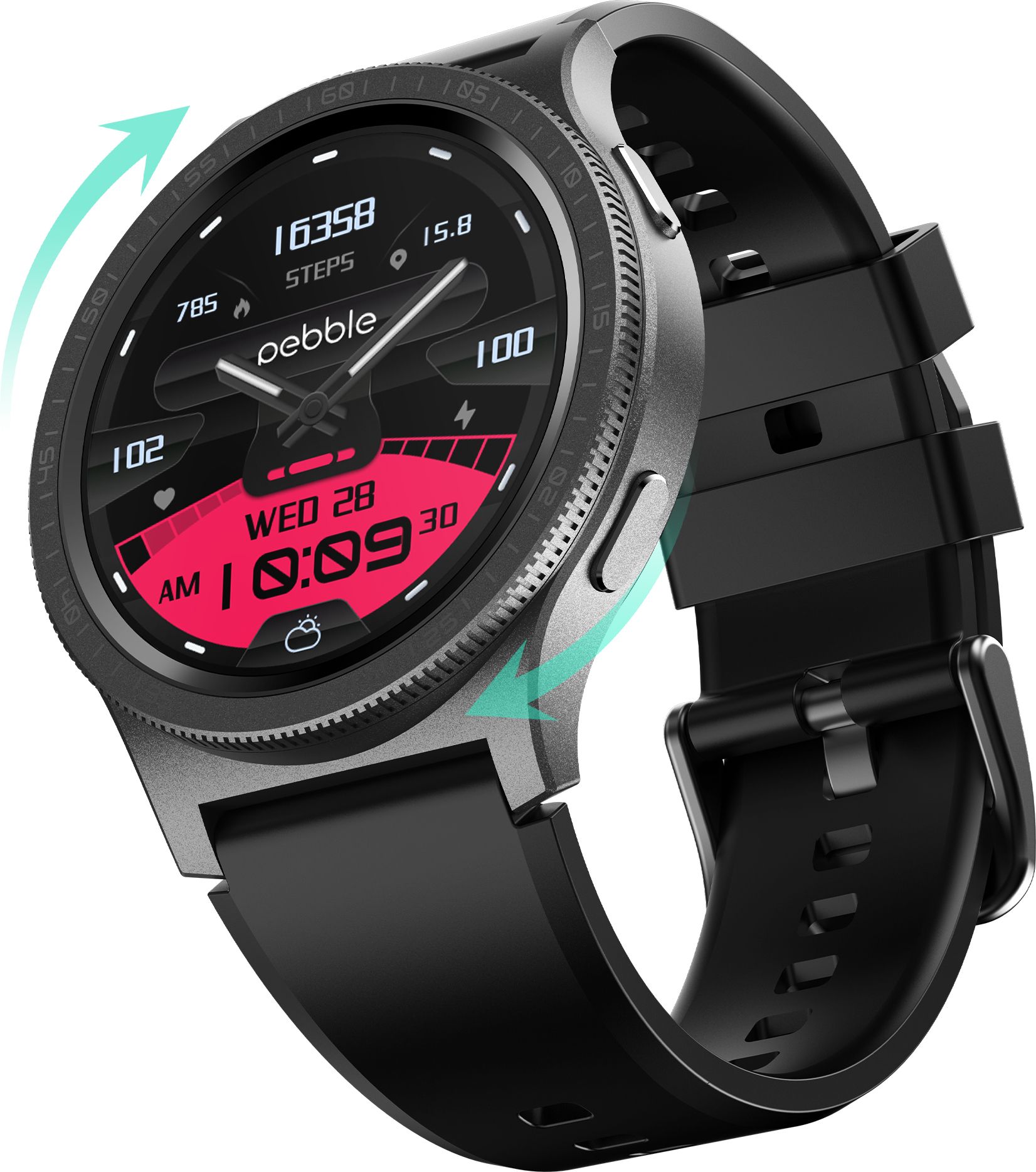Pebble Revolve Pro Premium Rotating Bezel, 1.43"Ultra AMOLED, Metal Build, BT Calling Smartwatch-image-2