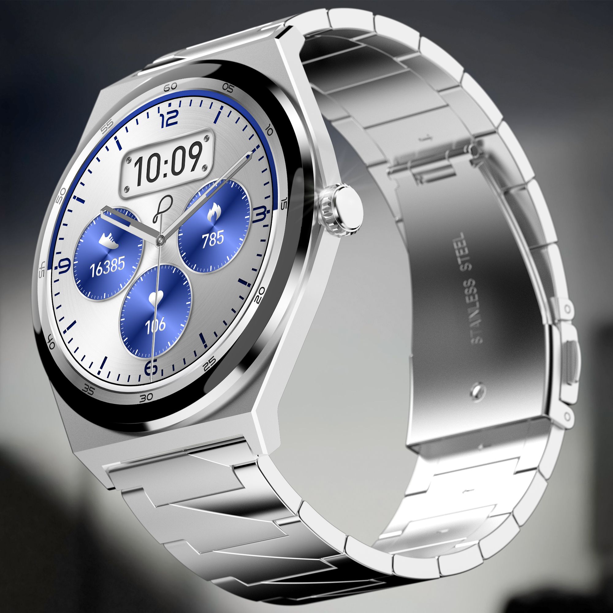 Pebble Royale Steel Luxury Edition, Ultra Slim, 1.43 inch Amoled, AOD, Stainless Steel Smartwatch-picture-33