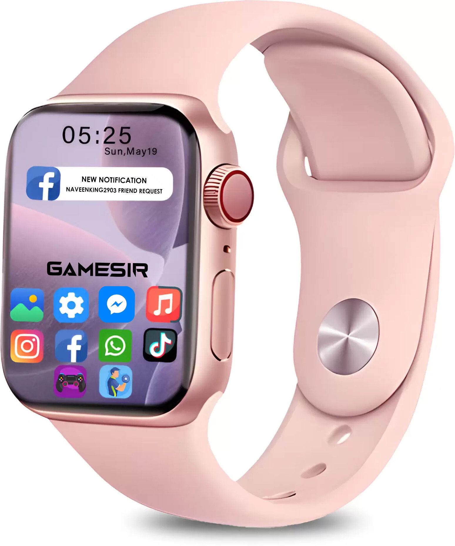 GameSir I8 Pink-A1 Full Screen Touch Watch Specially Made for Girl & Women Smartwatch-picture-29