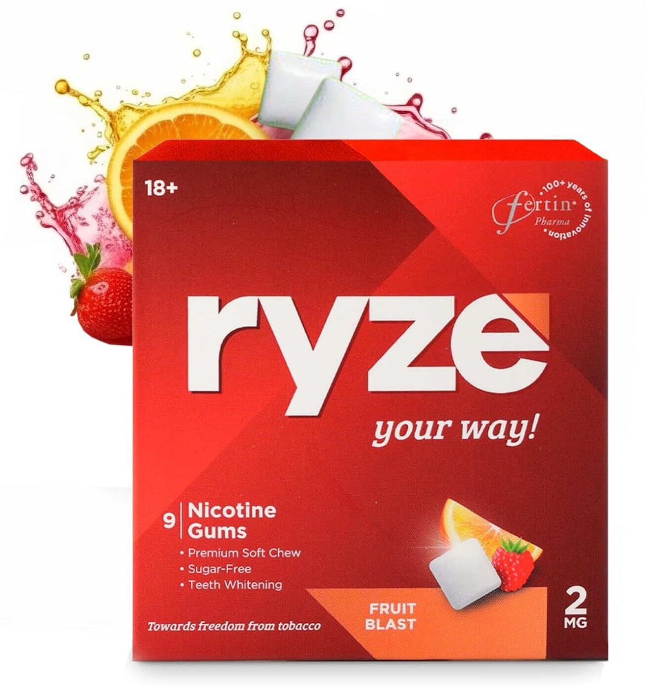 Nicotine Gums 2mg (Fruit Blast) - Combo Pack of 3 x 9 Gum Blister Smoking Cessations