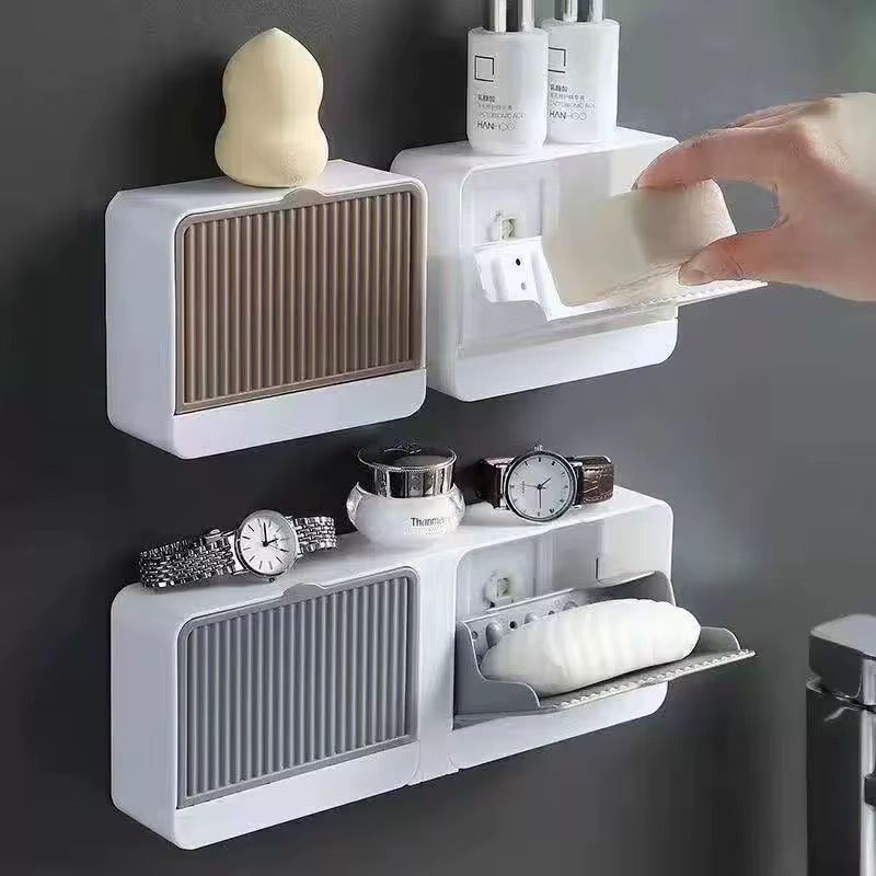 2seven Multipurpose Wall-Mounted Soap Holder & Bathroom Organizer Stand (Pack of 2)-picture-35