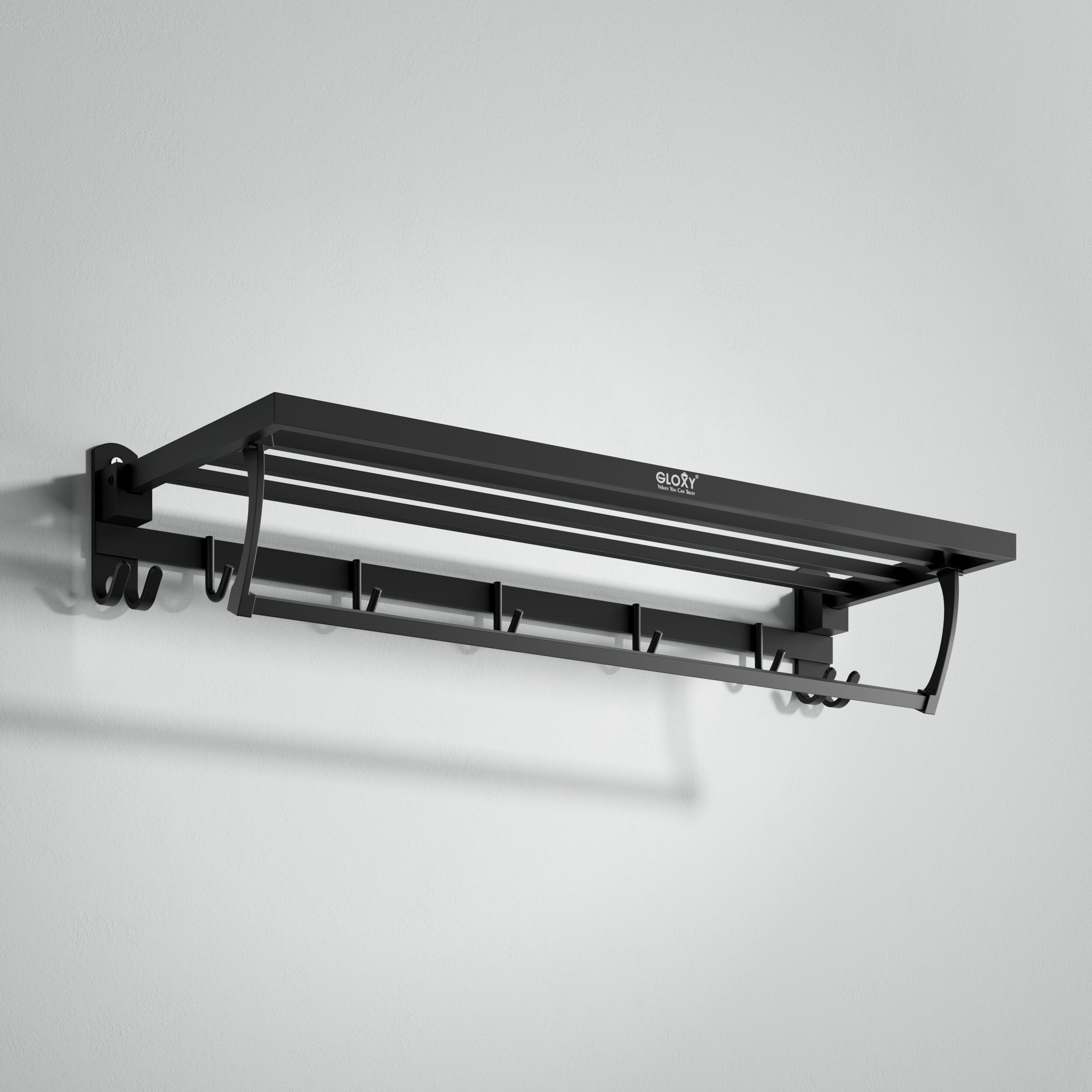 Stylish 24 Inch Foldable Towel Rack | Towel Stand with Hooks & Hanger Stainless Steel Toilet Paper Holder-image-45