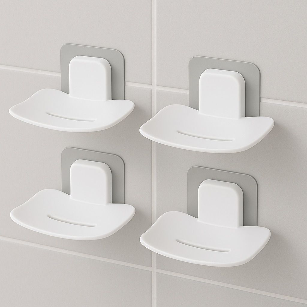 Self Adhesive Bathroom Soap Stand for Kitchen/Soap Holder Wall/Soap Case-Set 4