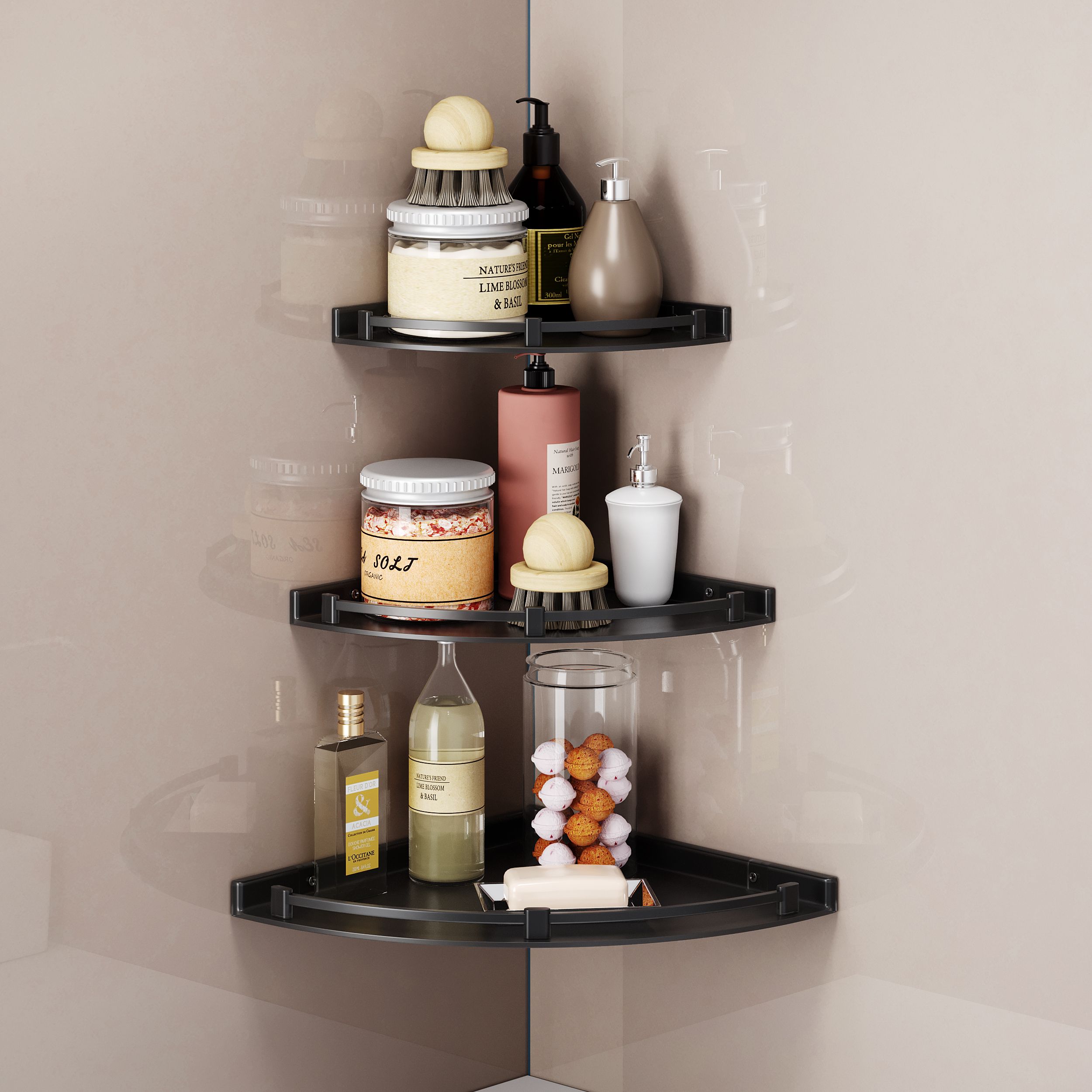 Stylish Corner Rack Shelf for Bathroom & Living Room | Storage Organiser 12 inch 1 Bar Towel Rod