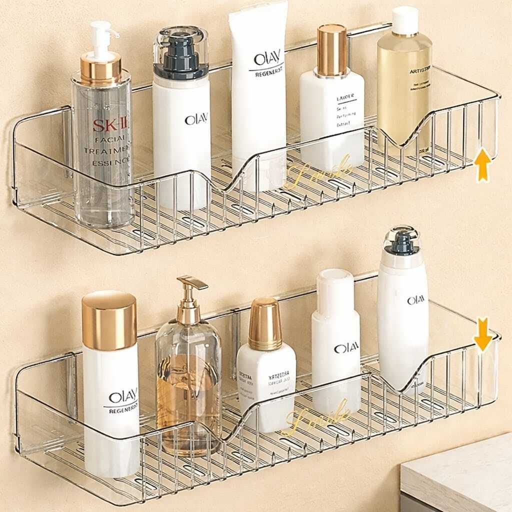 Bathroom Shelf Transparent, No Drill Wall Mounted Organizer Acrylic Wall ShelF Acrylic Wall Shelf-image-43
