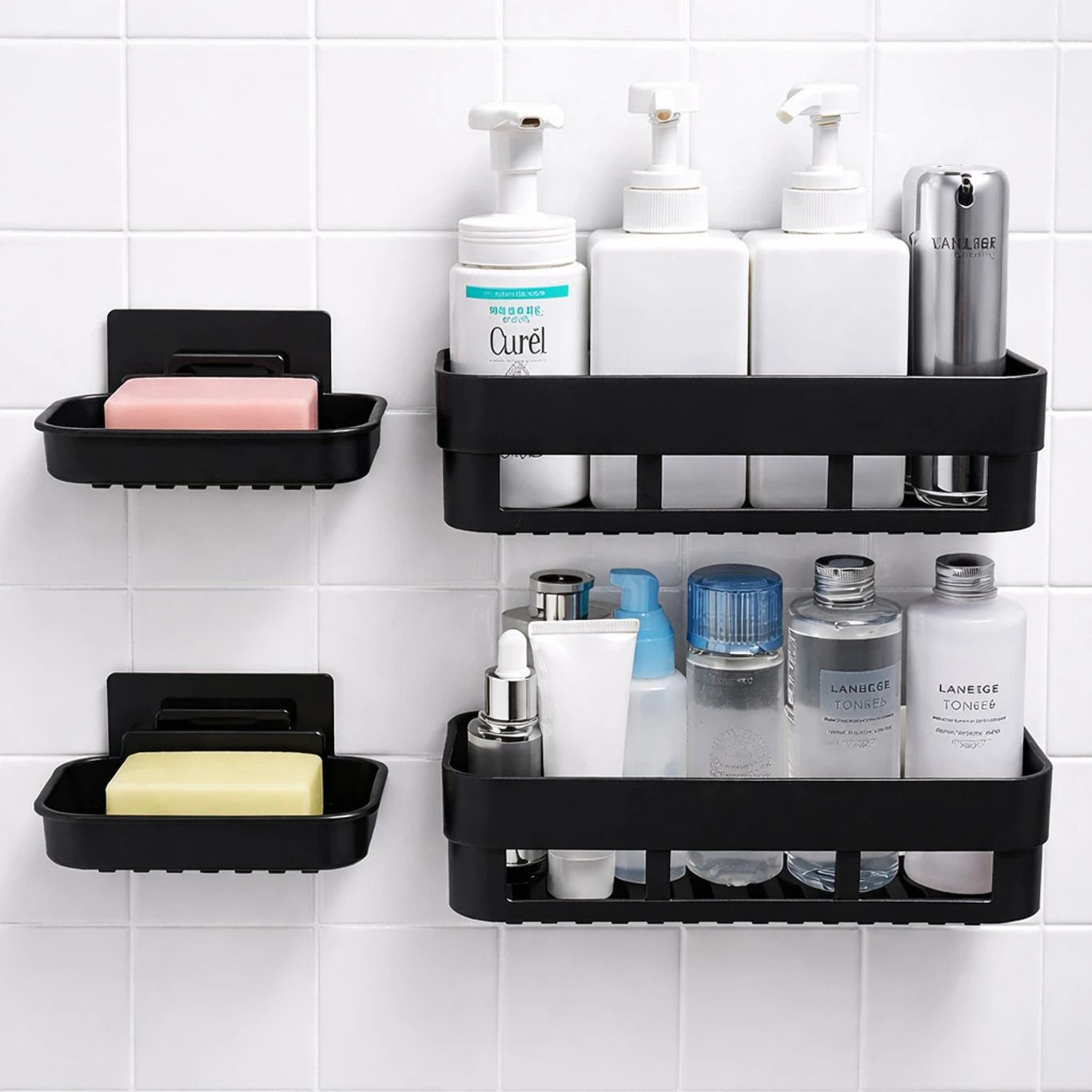 bowoze Pack of 4 Wall Mount Bathroom Shelf and Soap Rack for Home and Kitchen.-picture-22