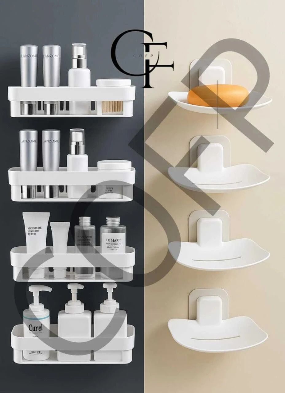 8SET Bathroom Shelf/Brush Stand/Soap Stand/Bathroom Accessories(White)-image-3