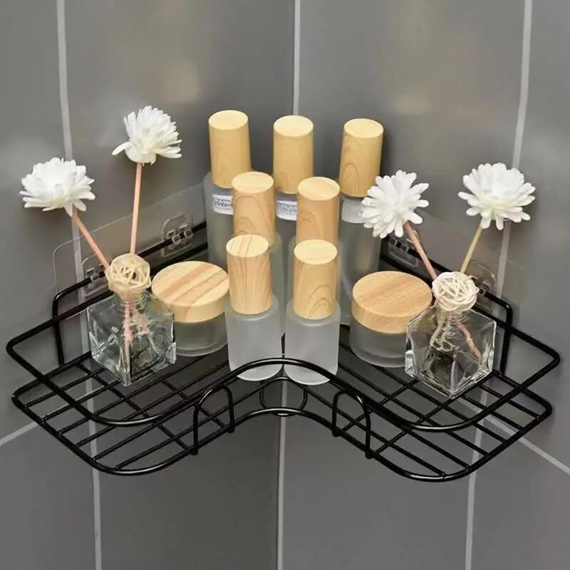 Multi-use Self Adhesive Kitchen (PACK OF 1) Bathroom Corner Shelf,storage Rack Steel Wall Shelf-image-32