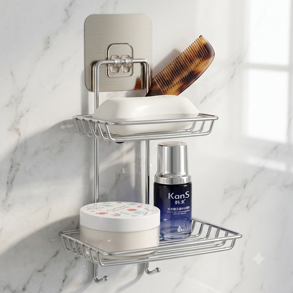 Bathroom Soap Dish Stainless Steel Wall Mount Storage Holder Stainless Steel Wall Shelf-image-31
