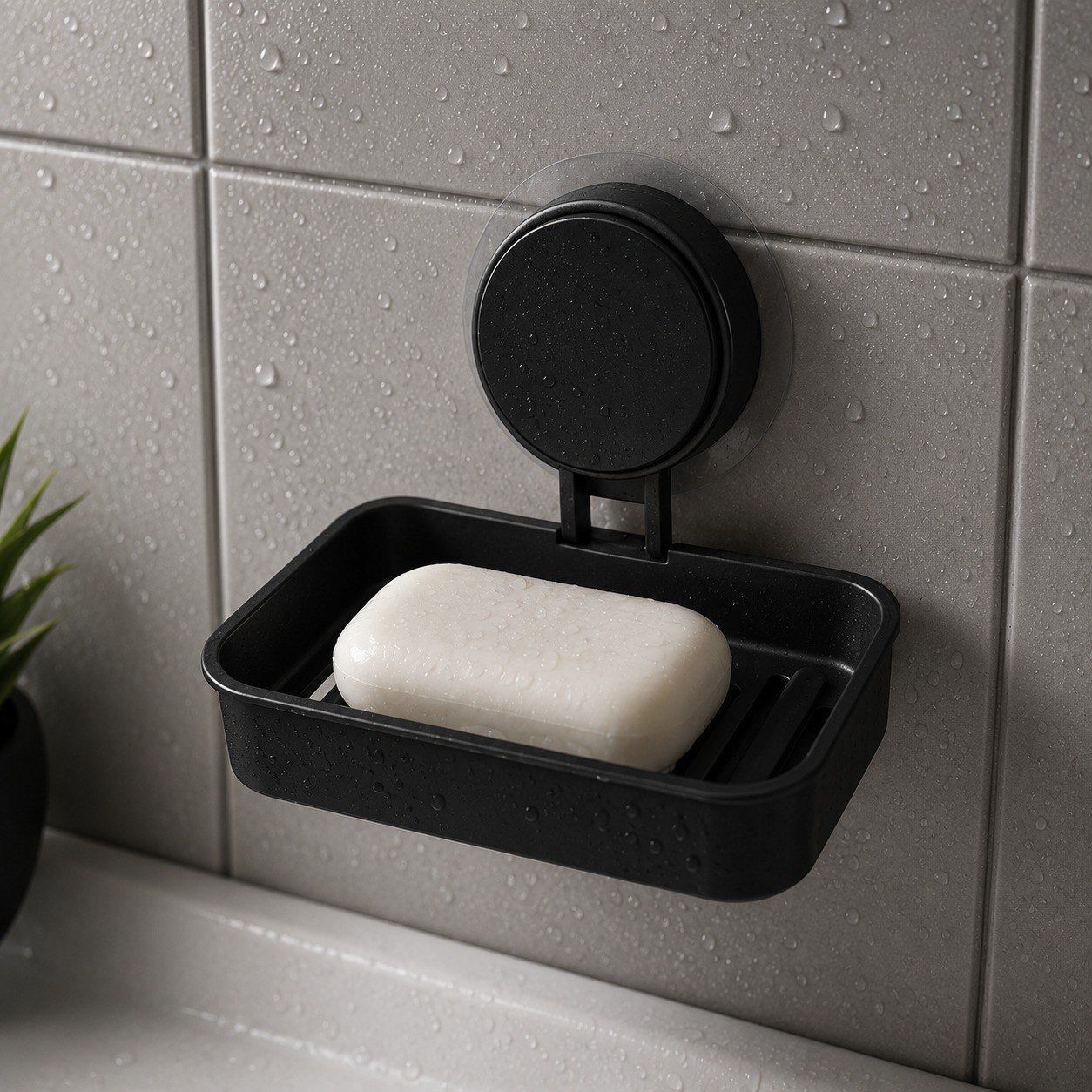 No Drill Self Adhesive Soap Holder Waterproof Soap Dish Brush Holder-image-9
