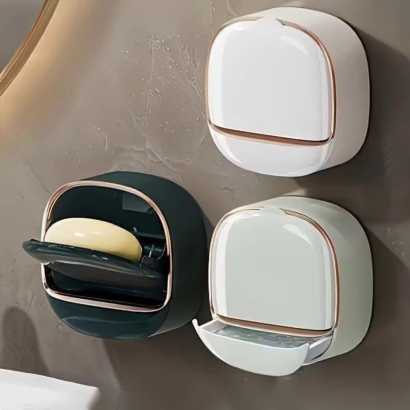 nandi Wall Mounted Soap Holder with Lid | Self-Draining Soap Case for Bathroom&Kitchen-picture-14
