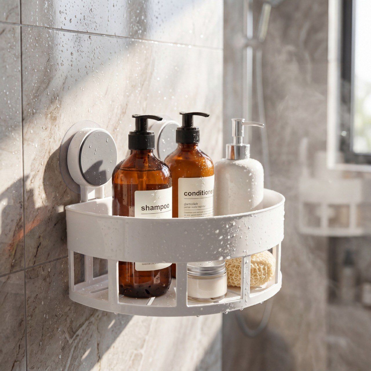 Premium Round Bathroom Corner Shelf Plastic Wall Shelf-image-7