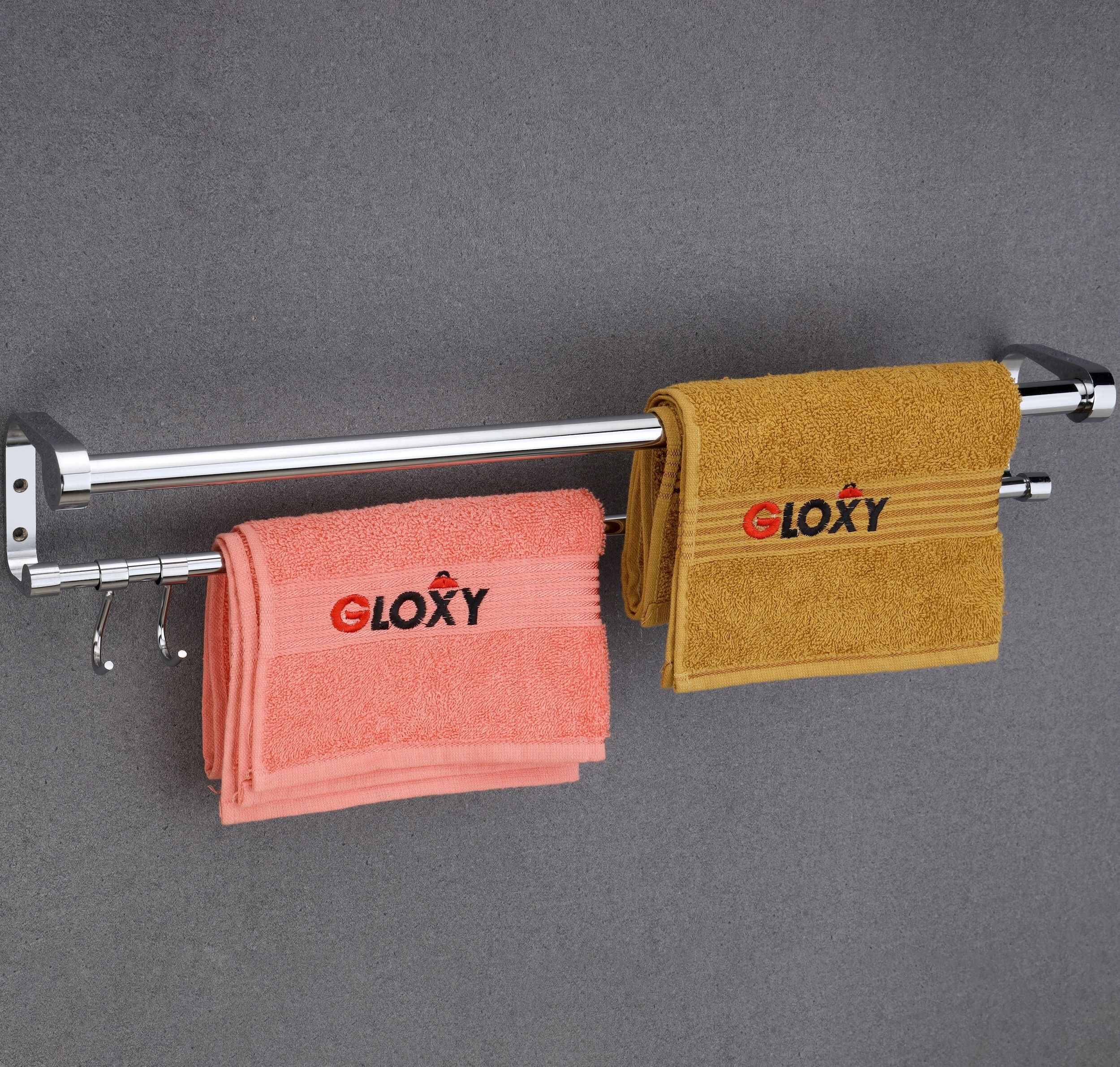 gloxy Stainless Steel 24 Inch Bathroom Towel Hanger | Dual Layer Towel Rod Wall Mount Stainless Steel Toilet Paper Holder-picture-11