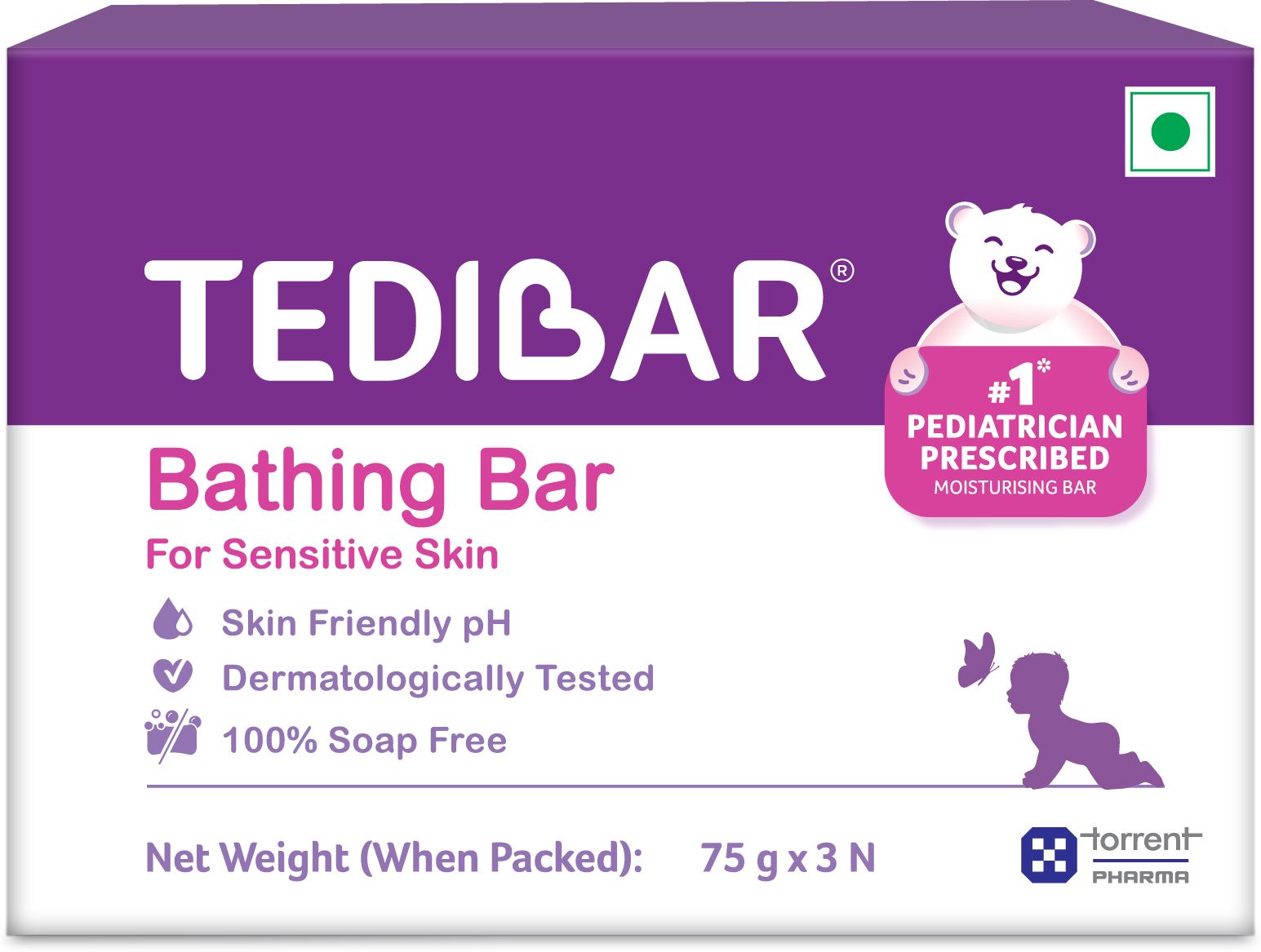 Moisturising Baby Bathing Bar | 100% Soap Free | Skin Friendly pH - By Torrent