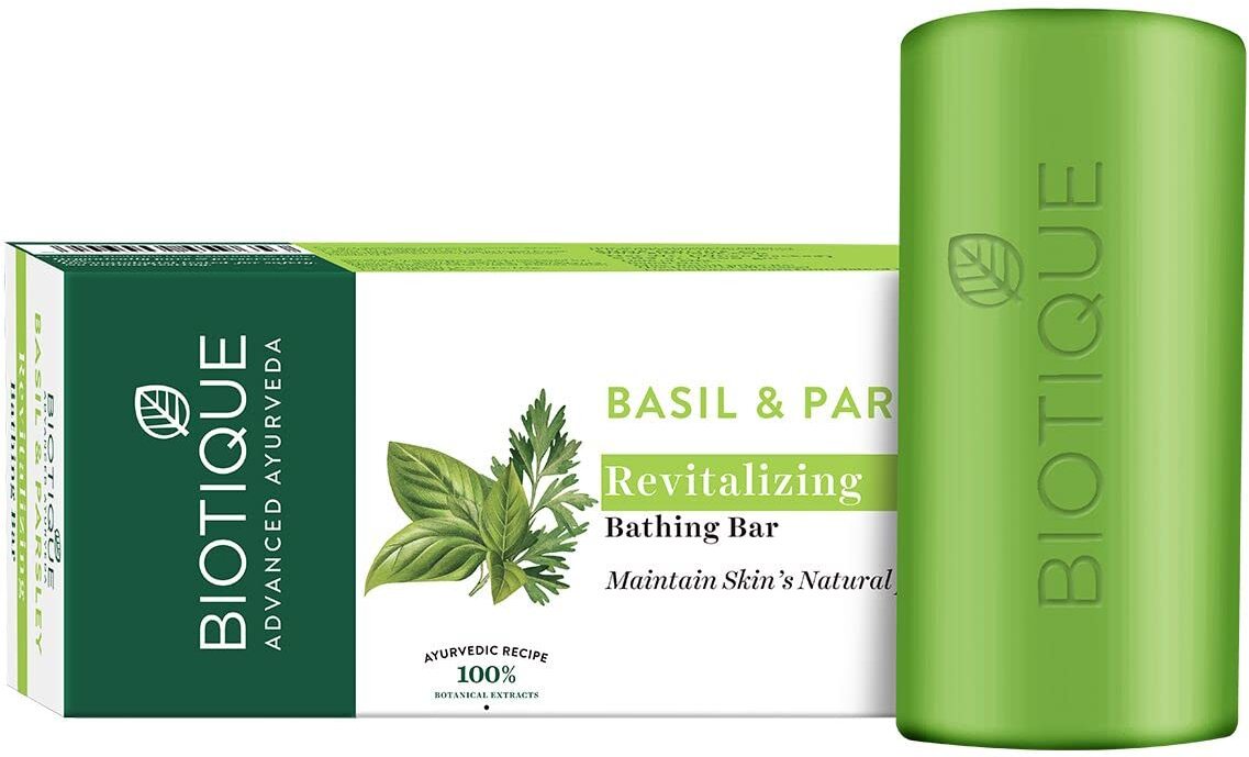 Biotique Basil & Parsley Revitalizing Bathing Bar, Ayurvedic and Organically Pure, Maintains Skins Natural pH