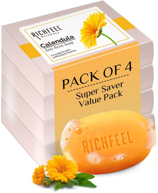Richfeel Calendula Anti Acne Soap Pack of 4 | Herbal Richfeel Calendula Anti Acne Soap Pack of 4 | Herbal