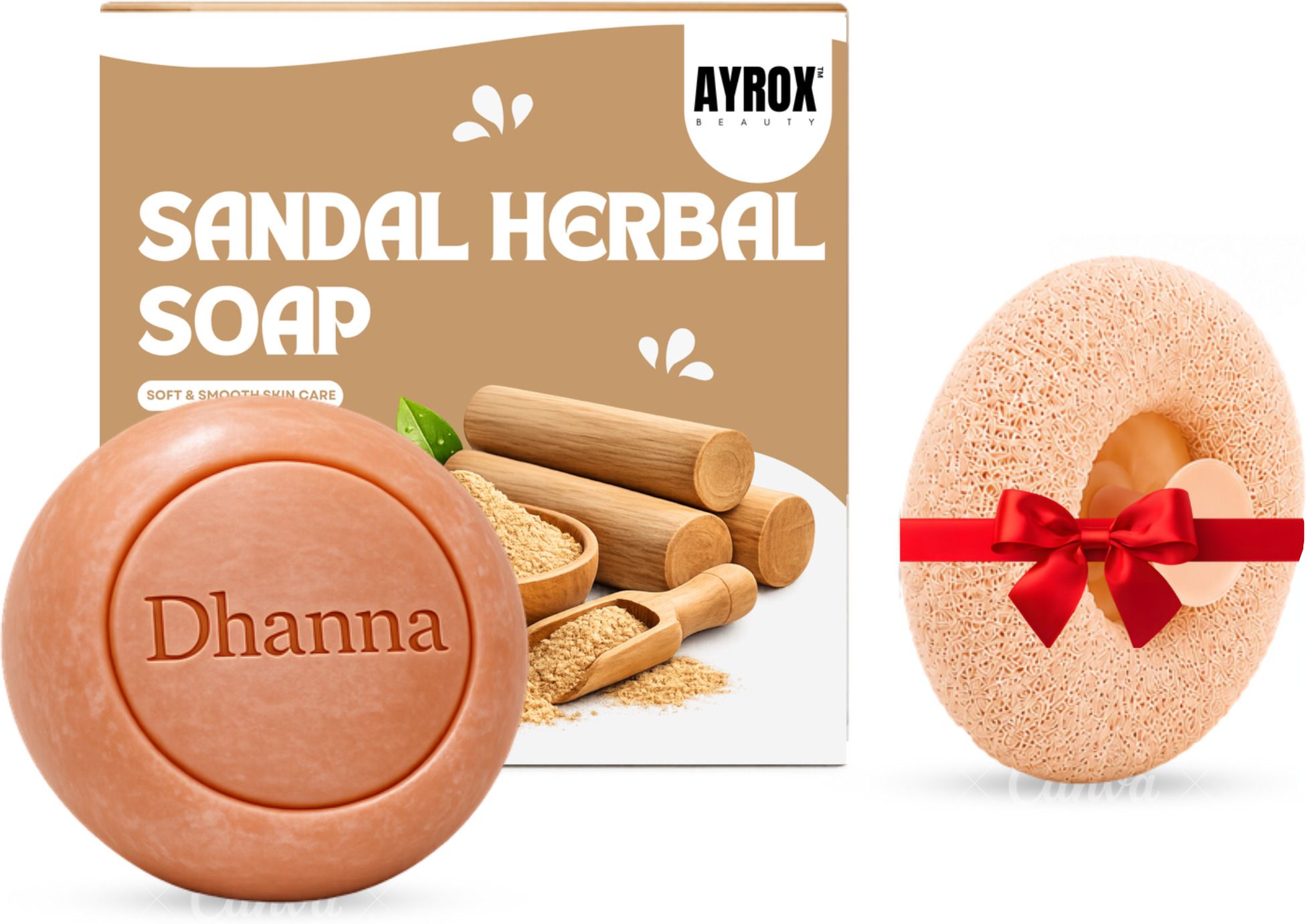 ayrox beauty Sandal Herbal Soap with Free Bath Sponge | Natural Sandalwood Bath Soap-picture-47